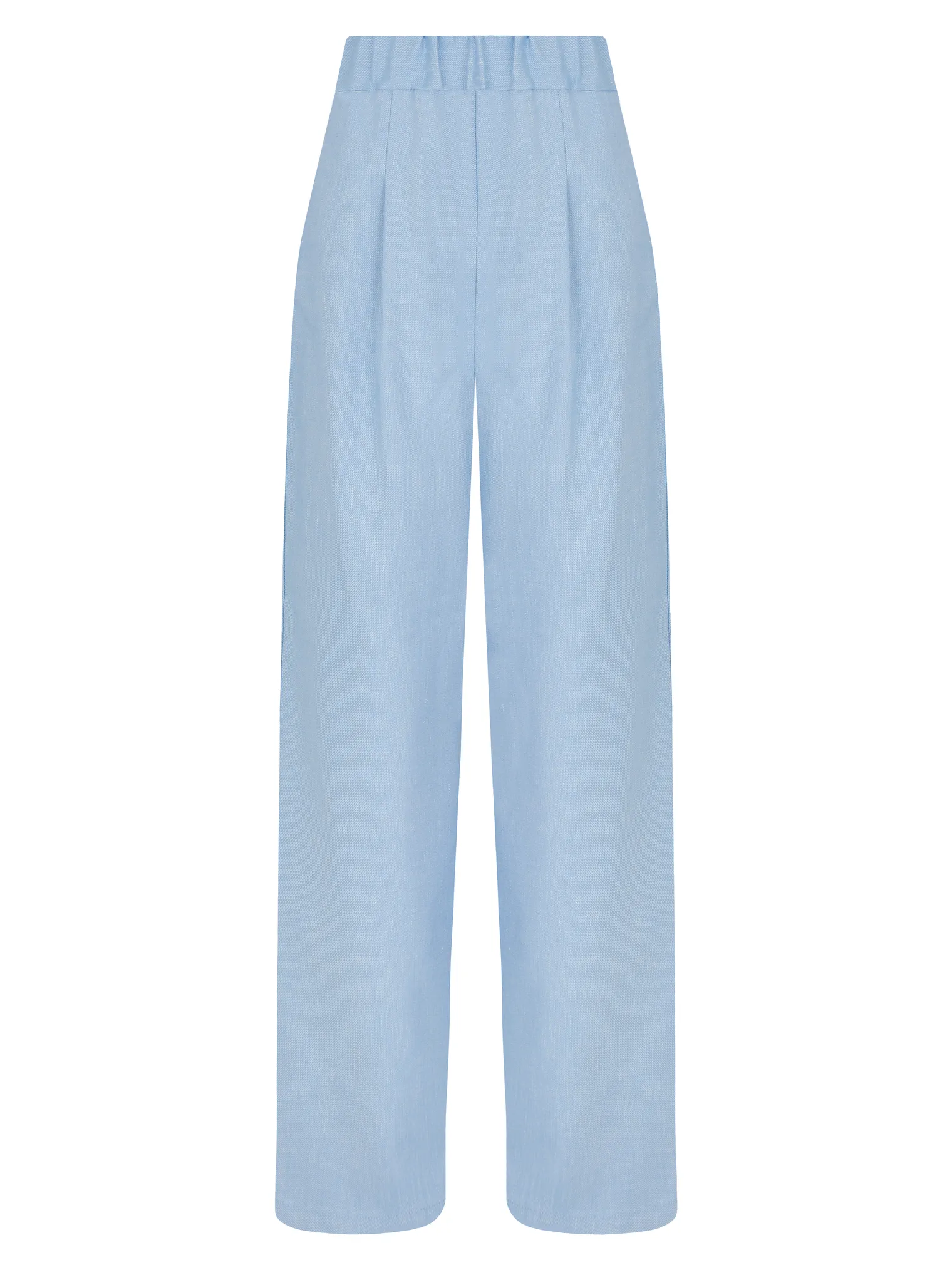 Брюки прямого кроя голубого цвета фото 8