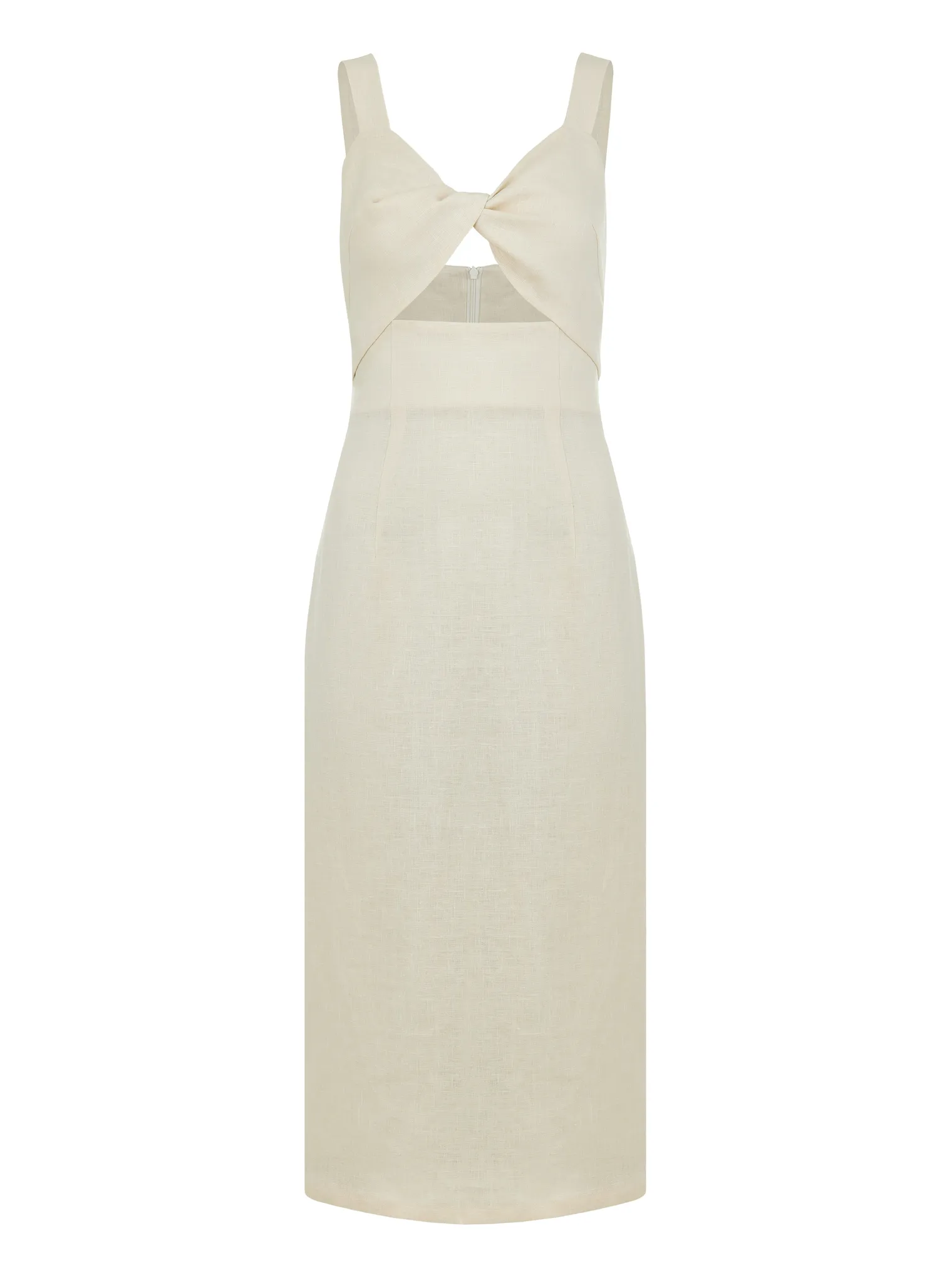 Платье на бретелях изо льна цвета тофу фото 8