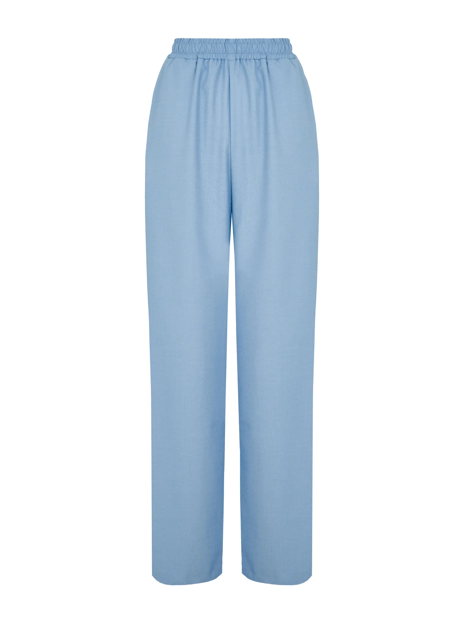 Брюки прямого кроя с карманами голубого цвета фото 1