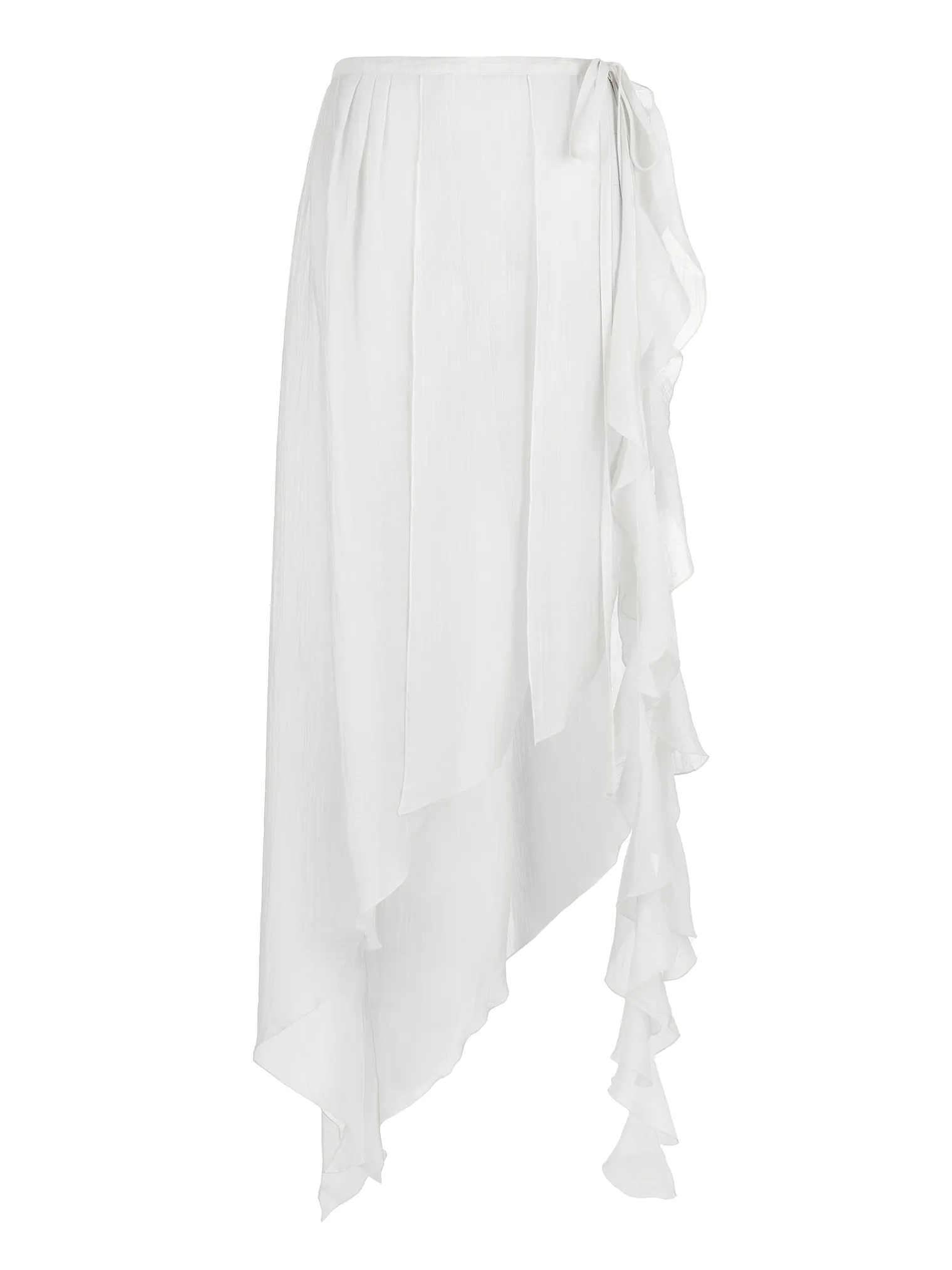 Юбка-баска из жатой ткани цвета тофу фото 1