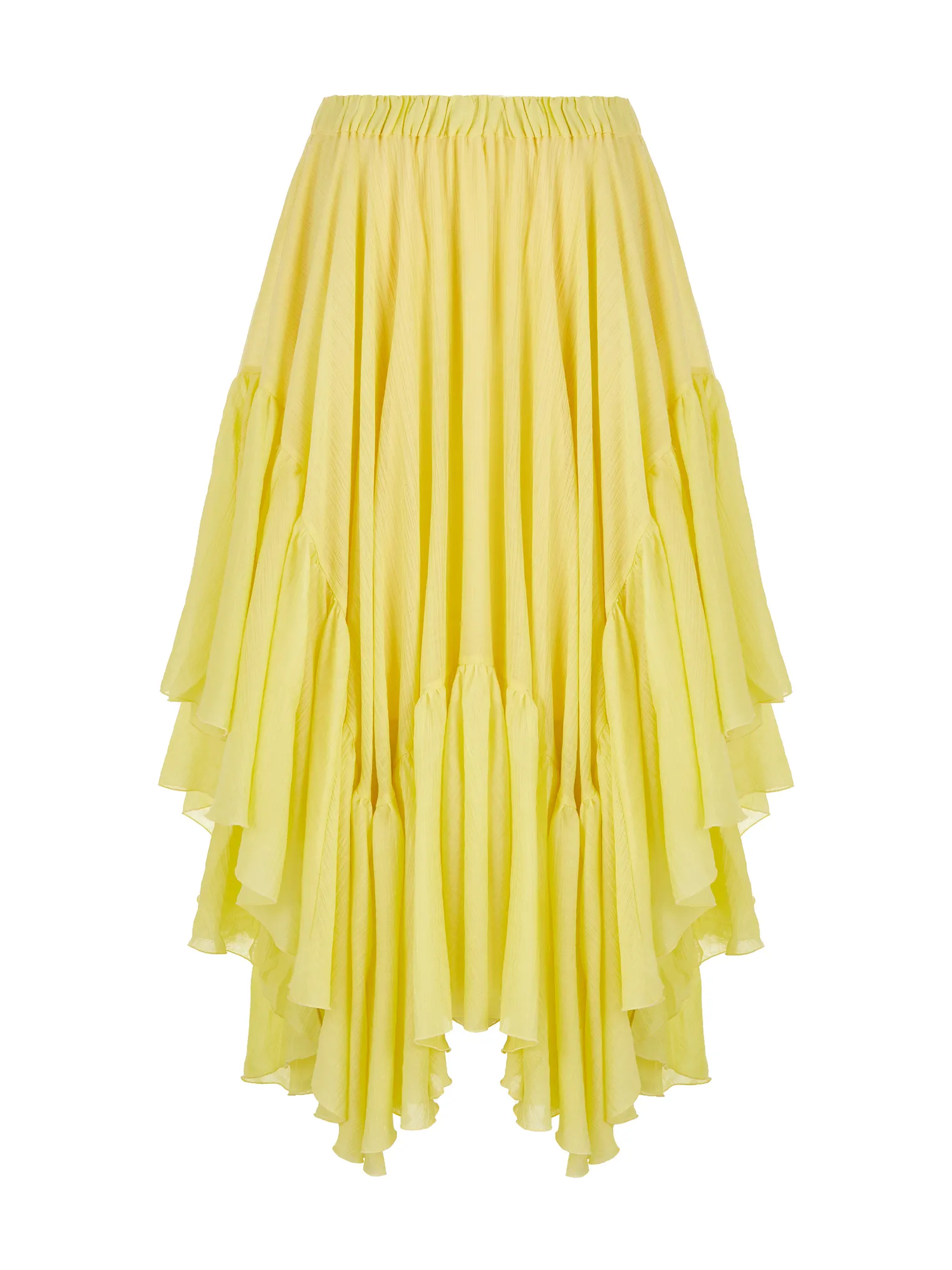 Юбка миди с воланами цвета молочный лимон фото 9