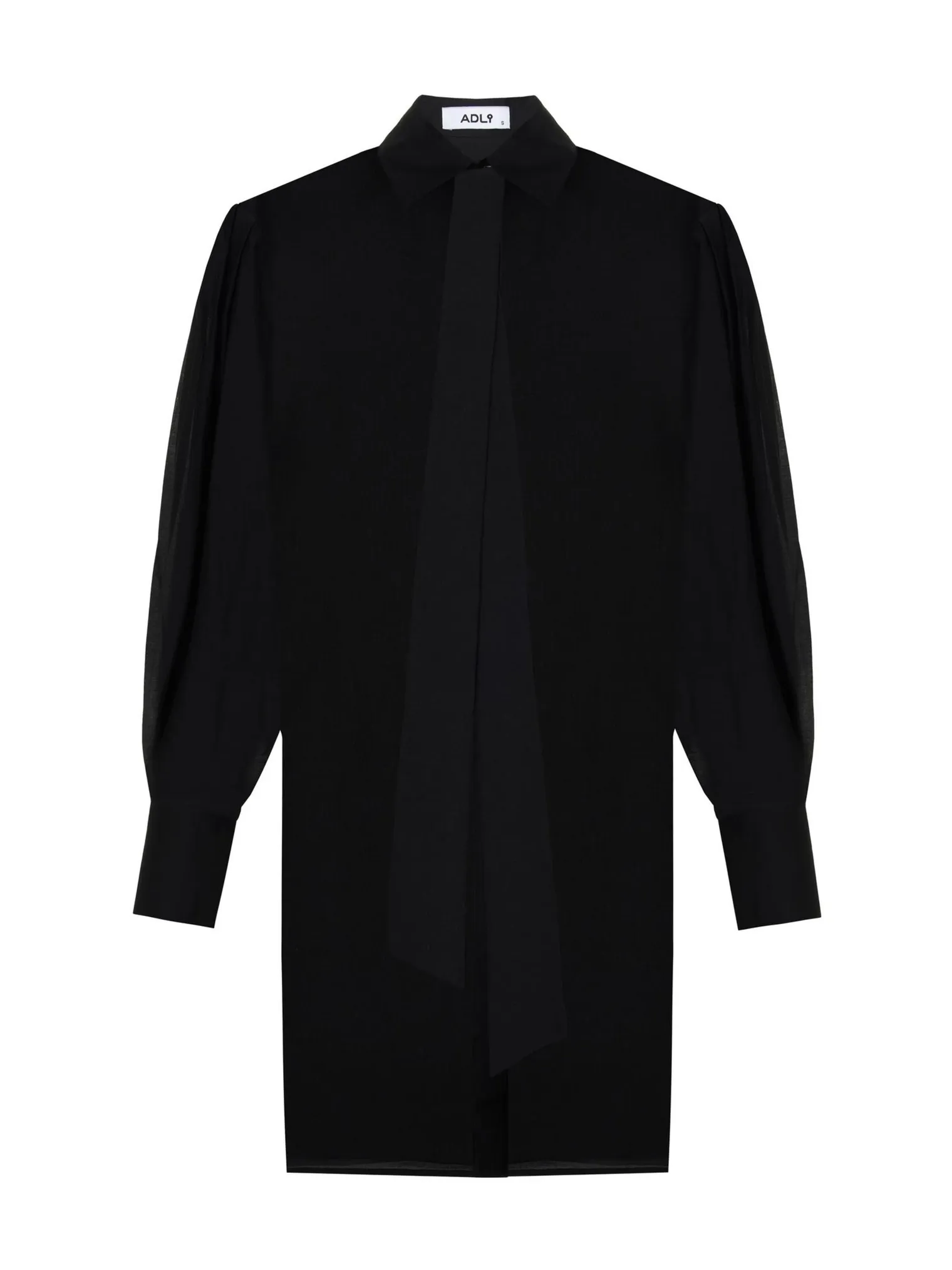 Рубашка из прозрачной ткани чёрного цвета фото 8