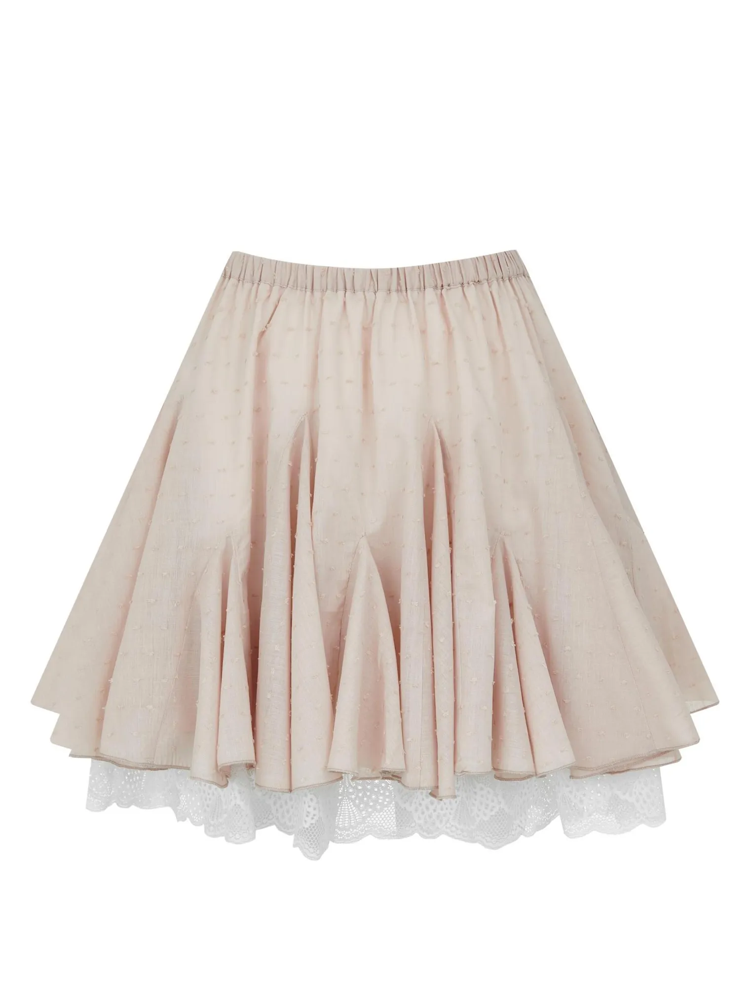 Юбка мини с клиньями бежевого цвета фото 1