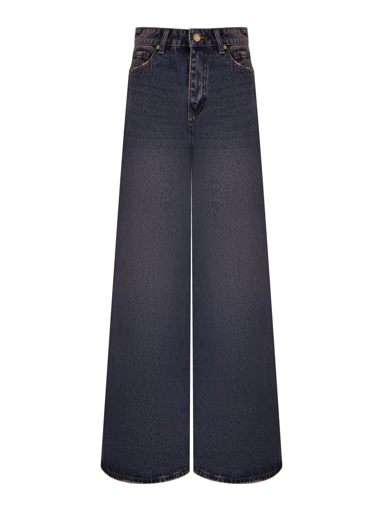 Джинсы свободного кроя в винтажном стиле синего цвета фото 8