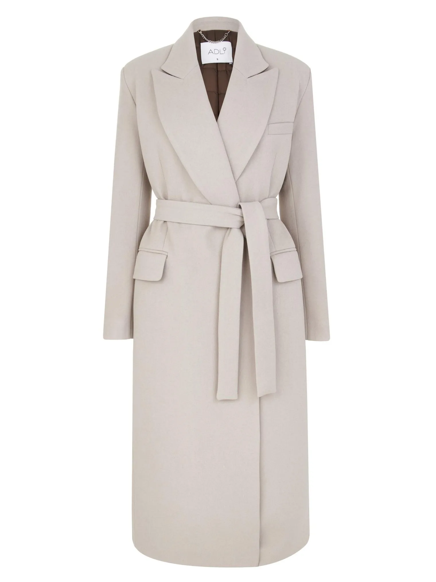 Зимнее двубортное пальто с контрастным воротником кремового цвета фото 8