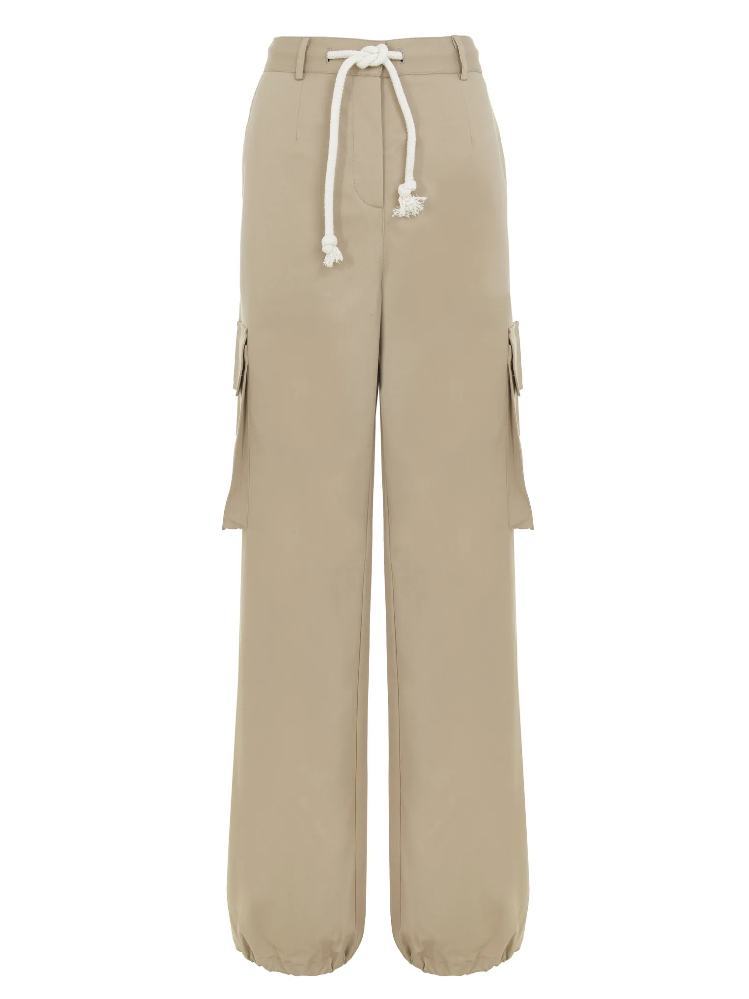 Брюки карго из плотного хлопка бежевого цвета фото 1