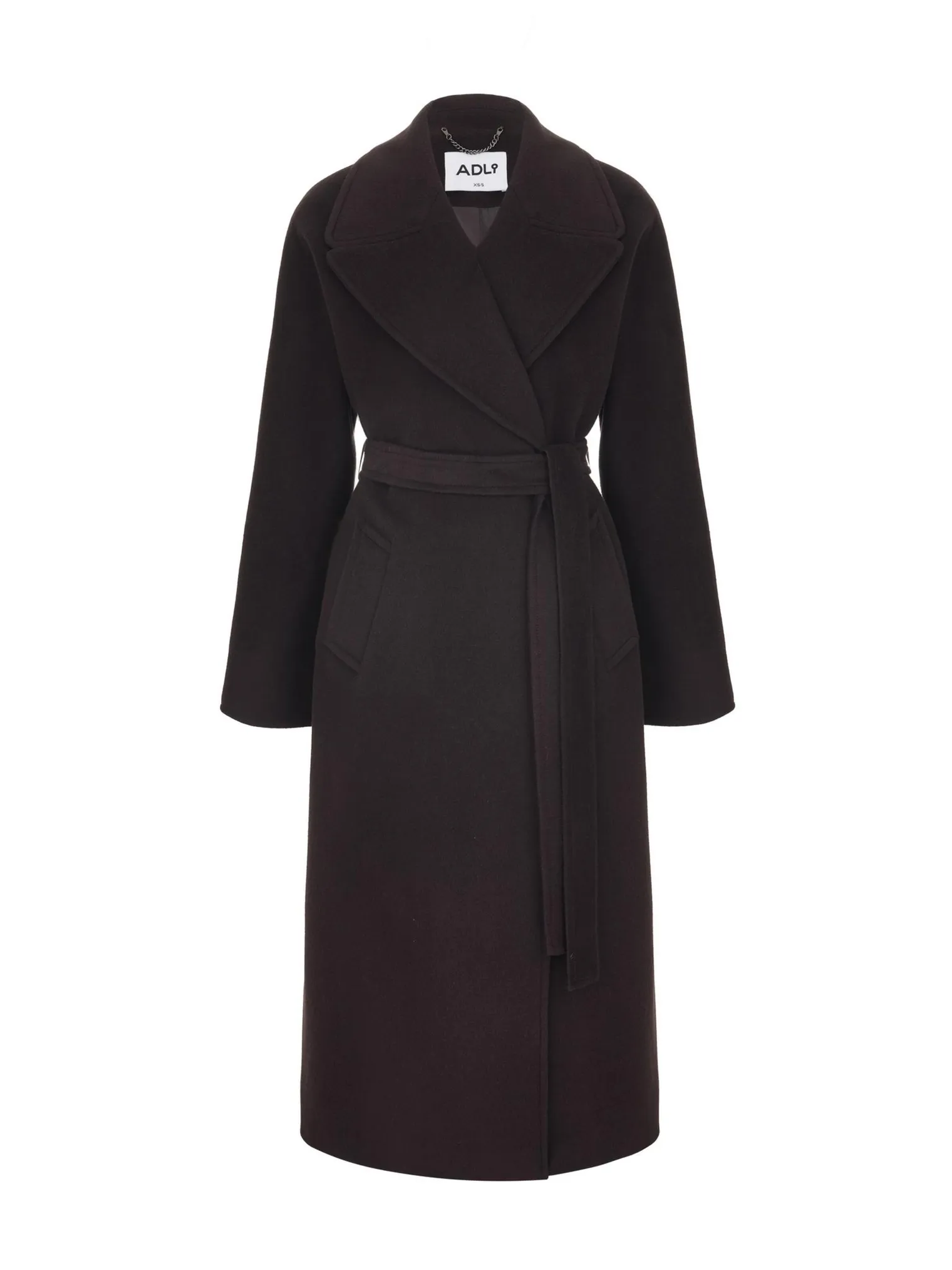 Пальто-халат с цельнокройным рукавом цвета горький шоколад фото 8