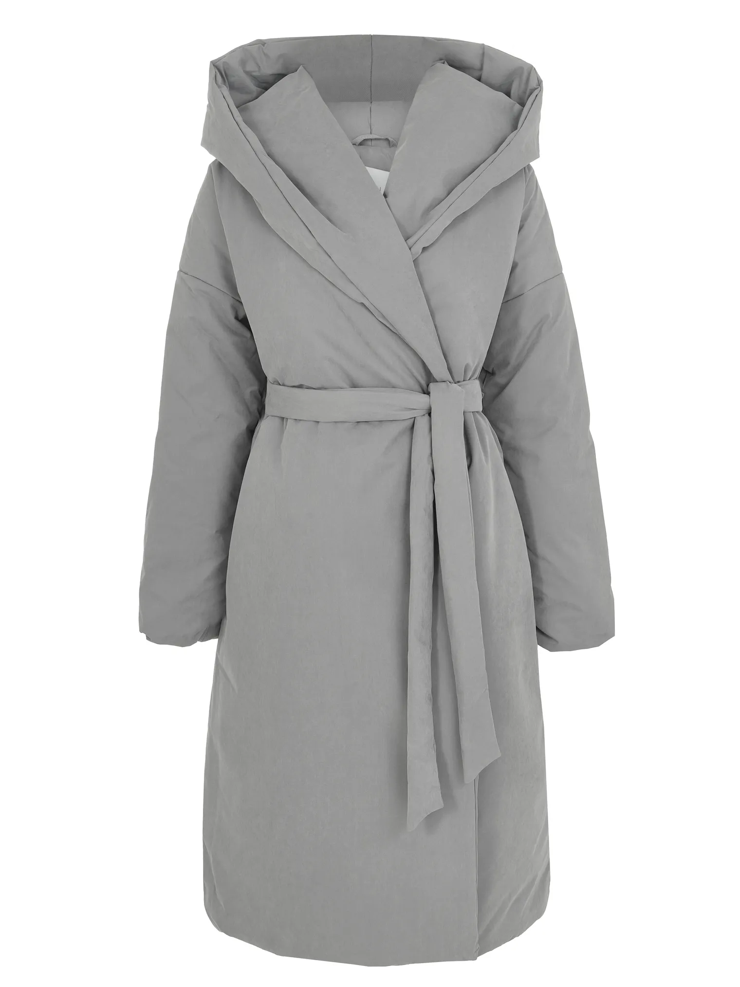 Пальто-одеяло с капюшоном серого цвета фото 1