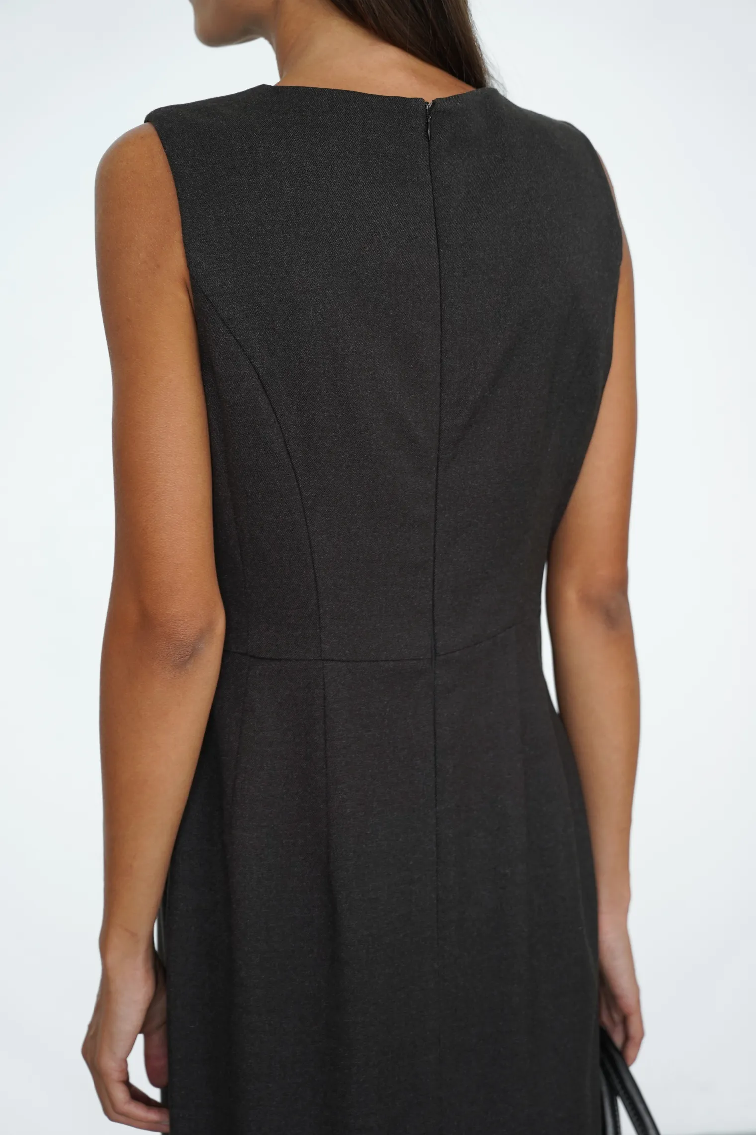 Платье миди без рукавов в цвете коричневый меланж фото 5