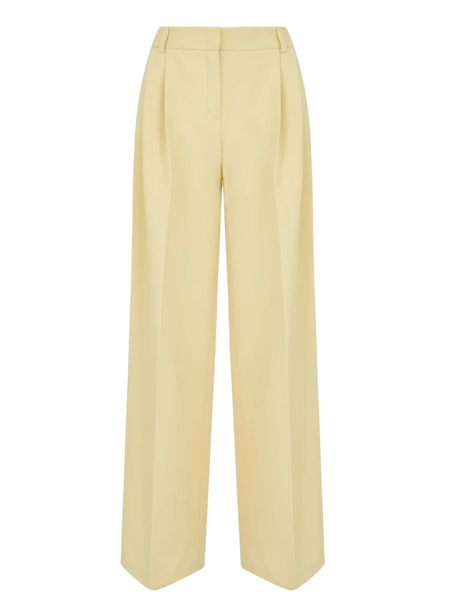Брюки широкого кроя с завышенной талией со складками соломенного цвета фото 8