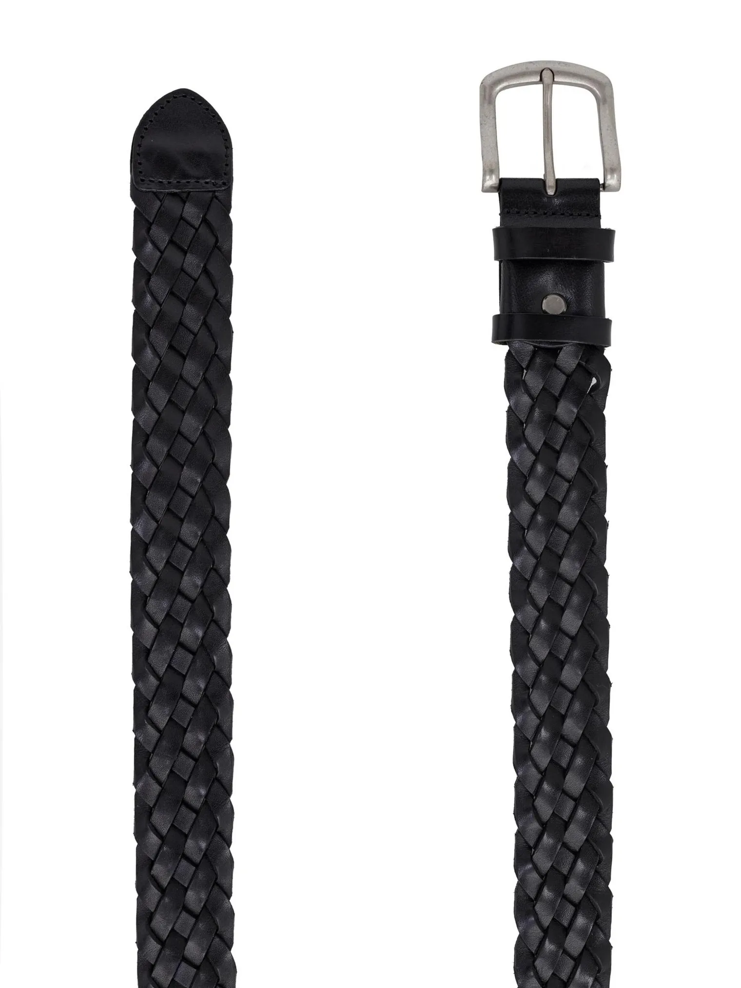 Ремень ручной работы с переплетением "косичка" чёрного цвета фото 2