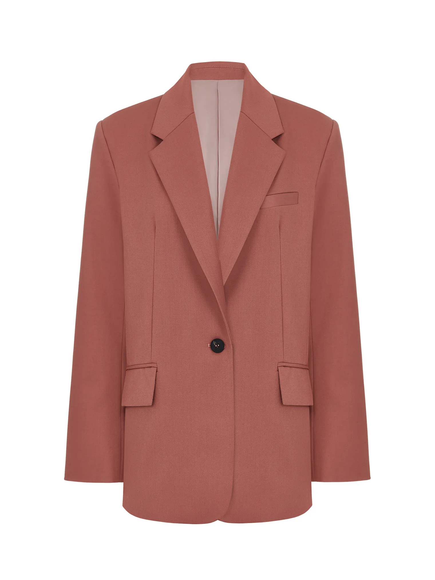 Однобортный жакет свободного кроя цвета морозная ягода фото 8