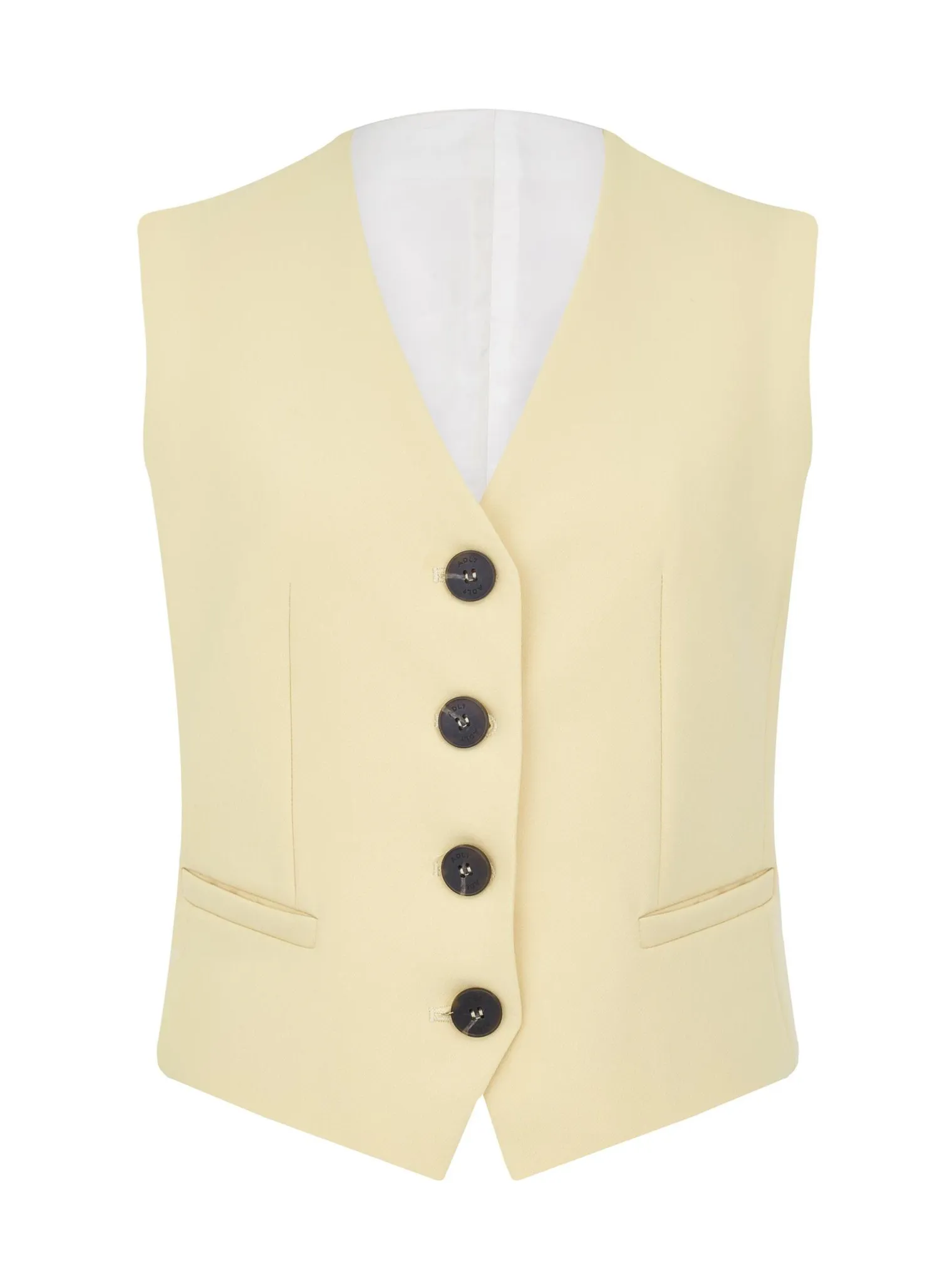 Однобортный жилет с пуговицами соломенного цвета фото 8