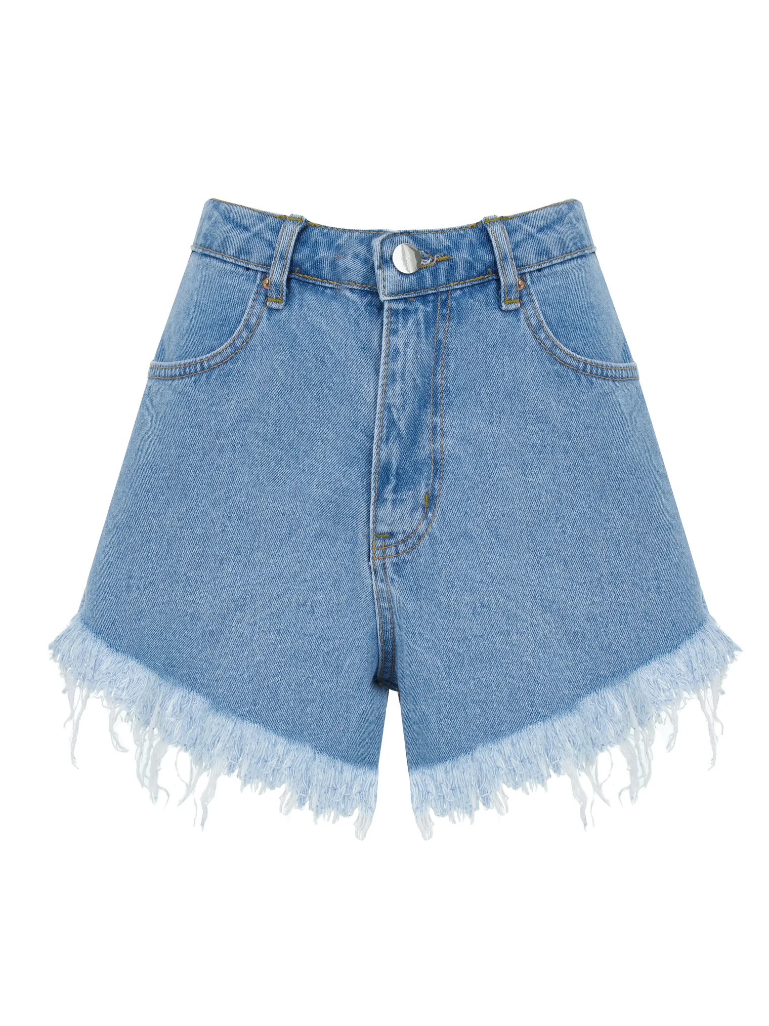 Шорты с завышенной талией голубого цвета фото 1