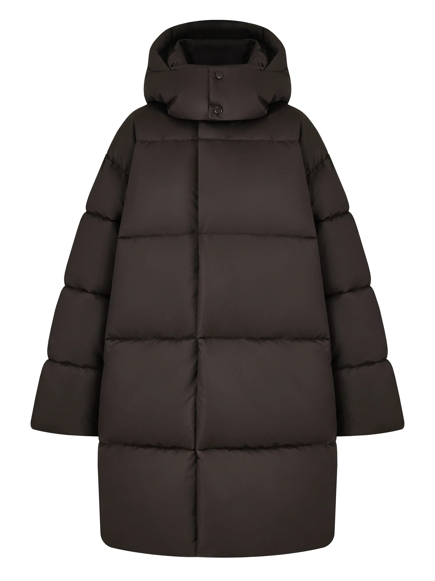 Пуховик стёганный с капюшоном шоколадного цвета фото 9