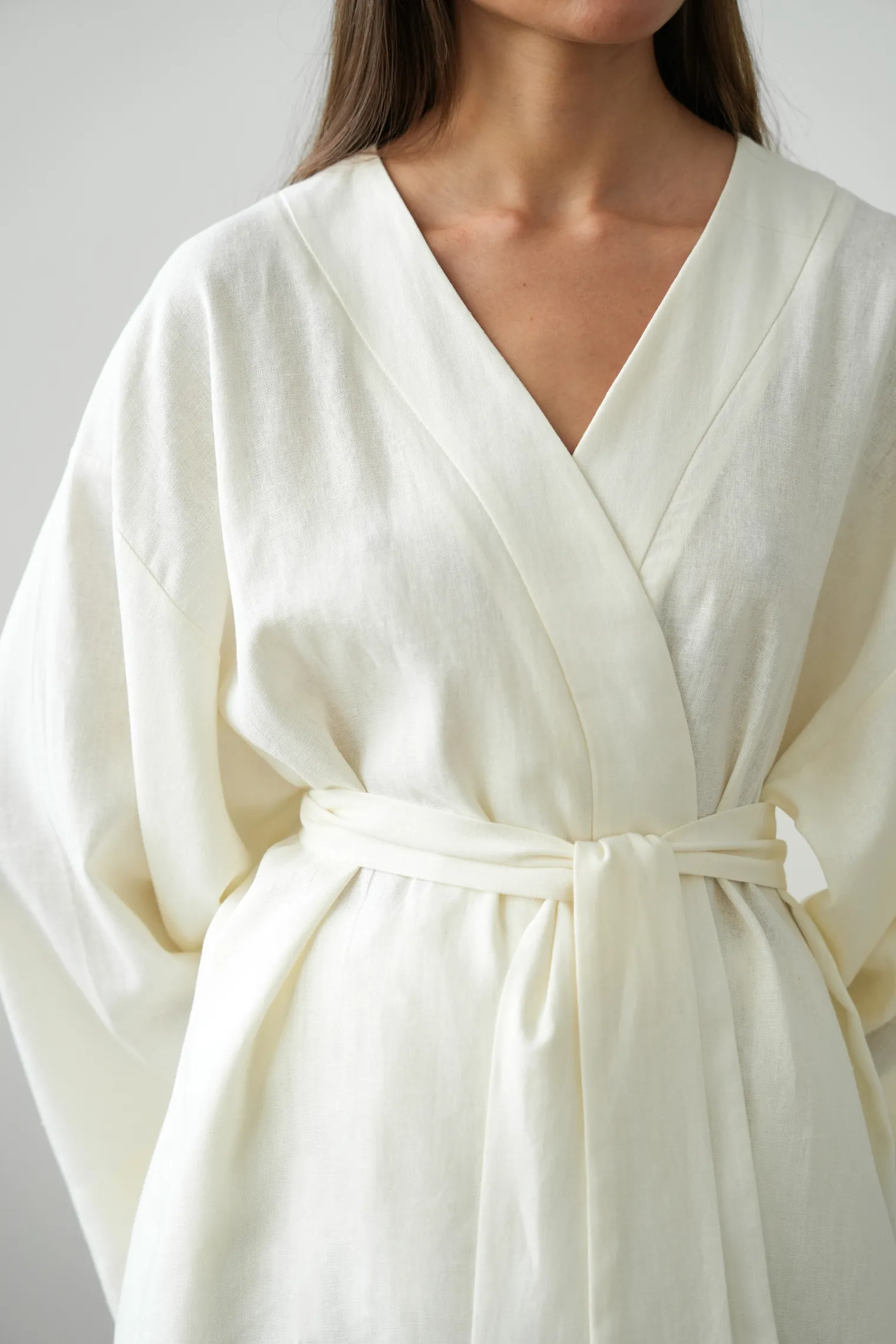 Кимоно с поясом цвета тофу фото 2