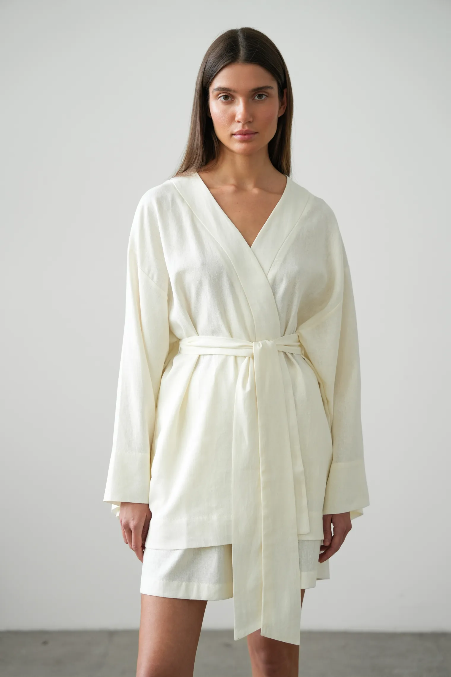 Кимоно с поясом цвета тофу фото 6