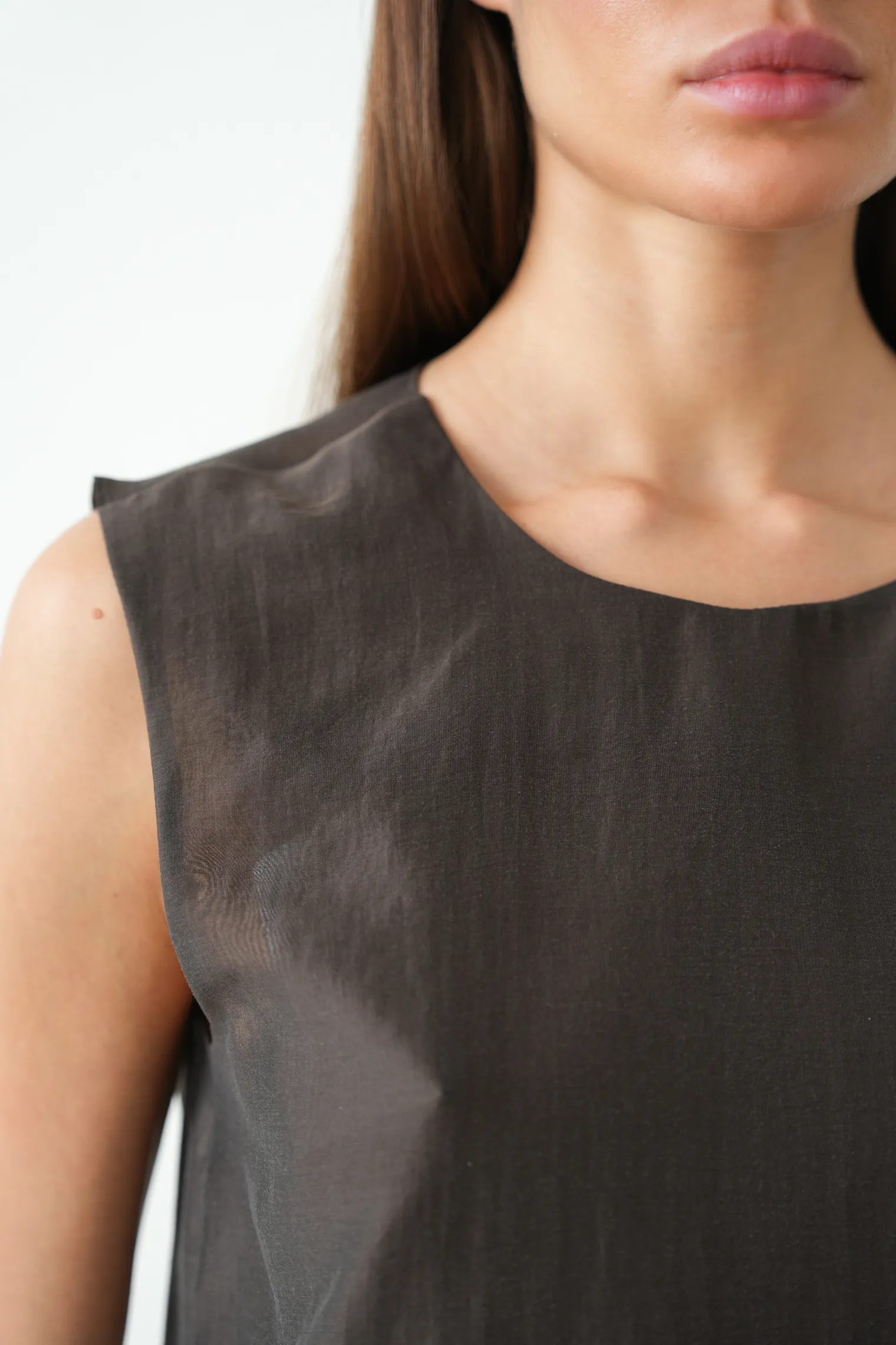 Топ из прозрачной ткани цвета горький шоколад фото 2