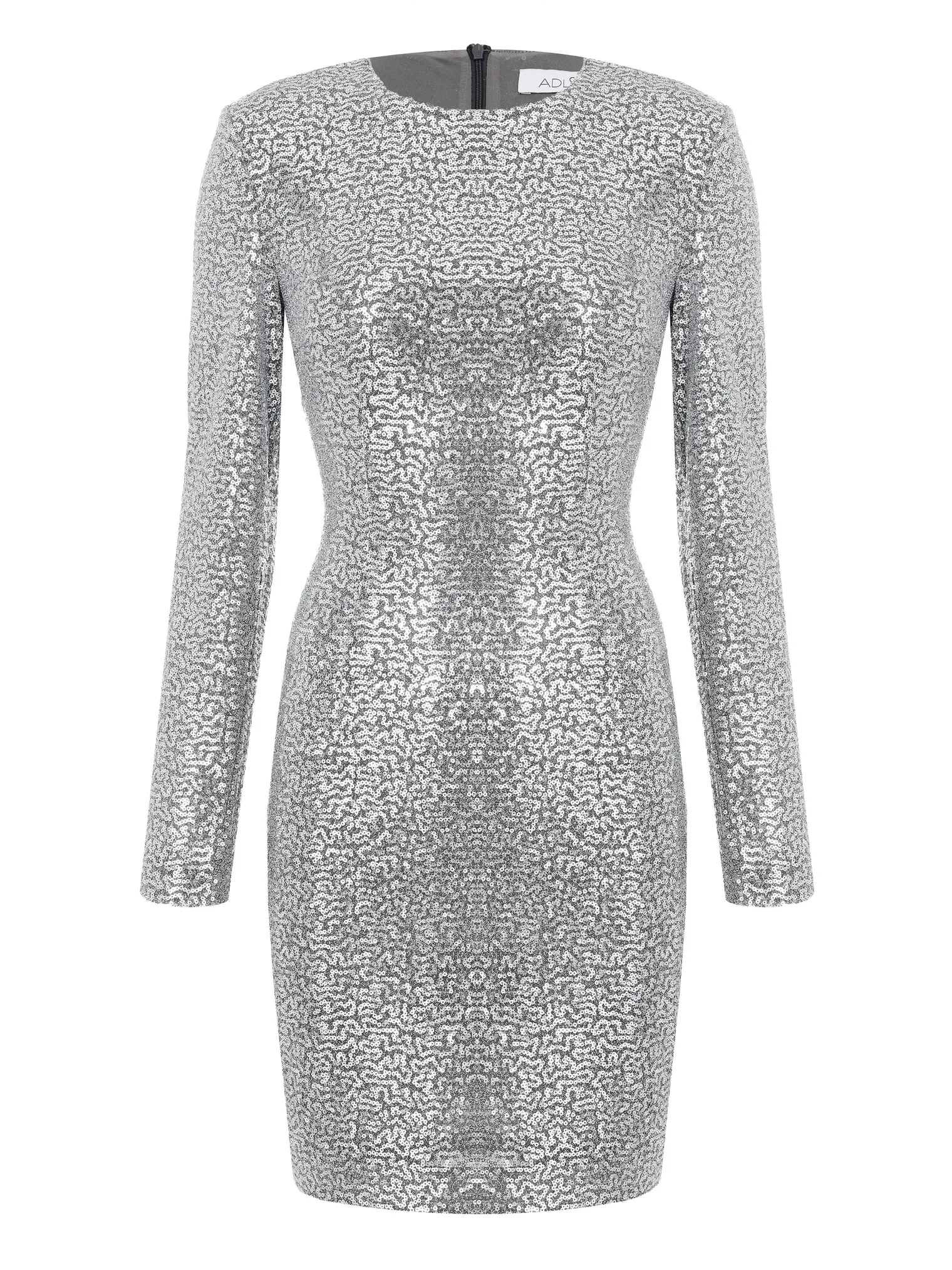 Платье мини с пайетками серебрянного цвета фото 1