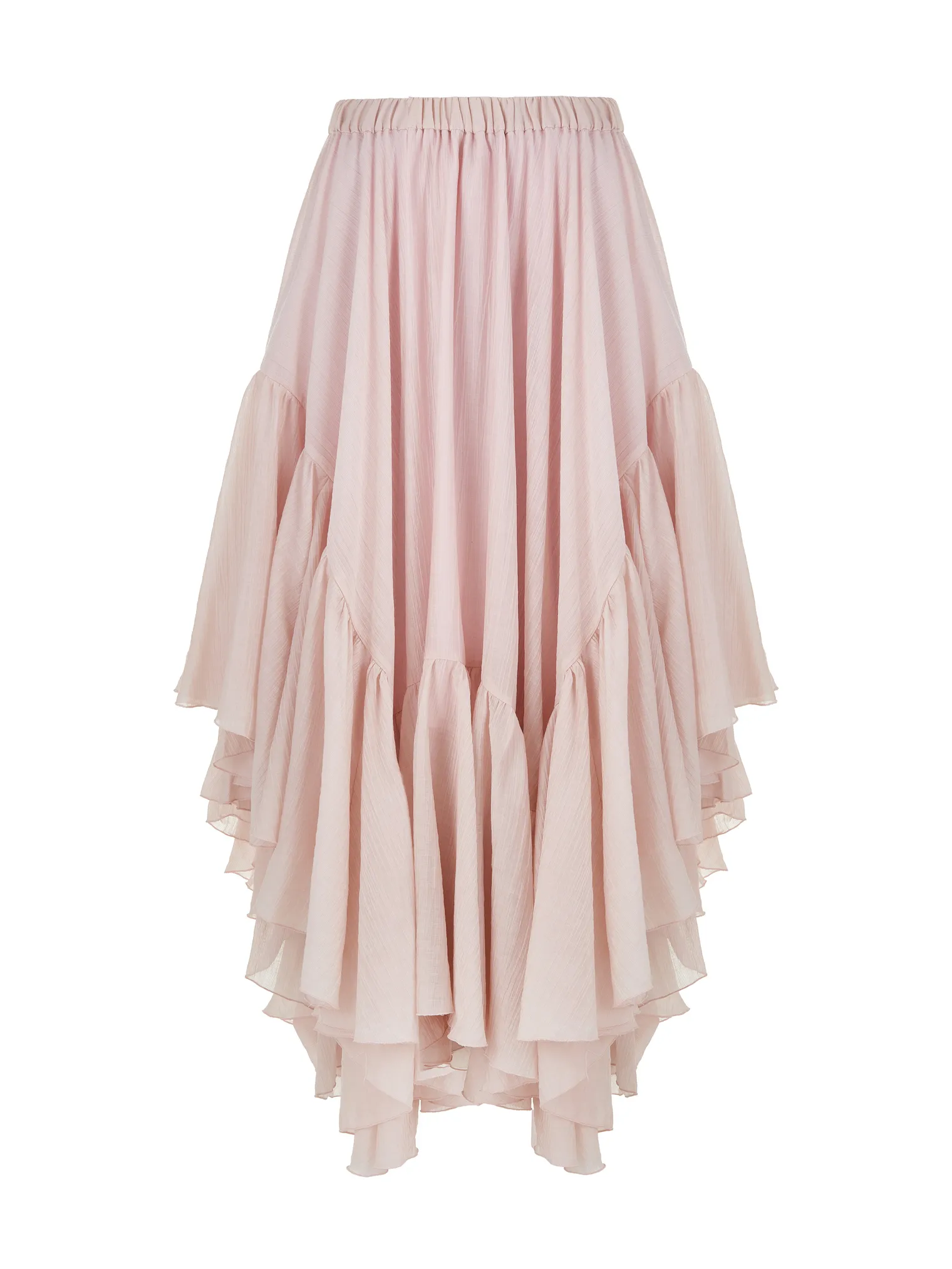 Юбка миди с воланами пыльно-розового цвета фото 9