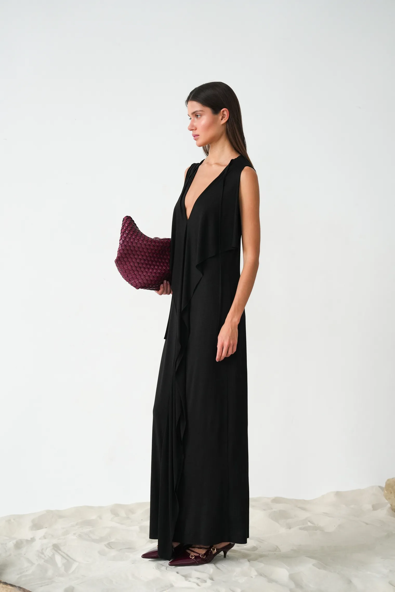 Платье из тонкого трикотажа чёрного цвета фото 6