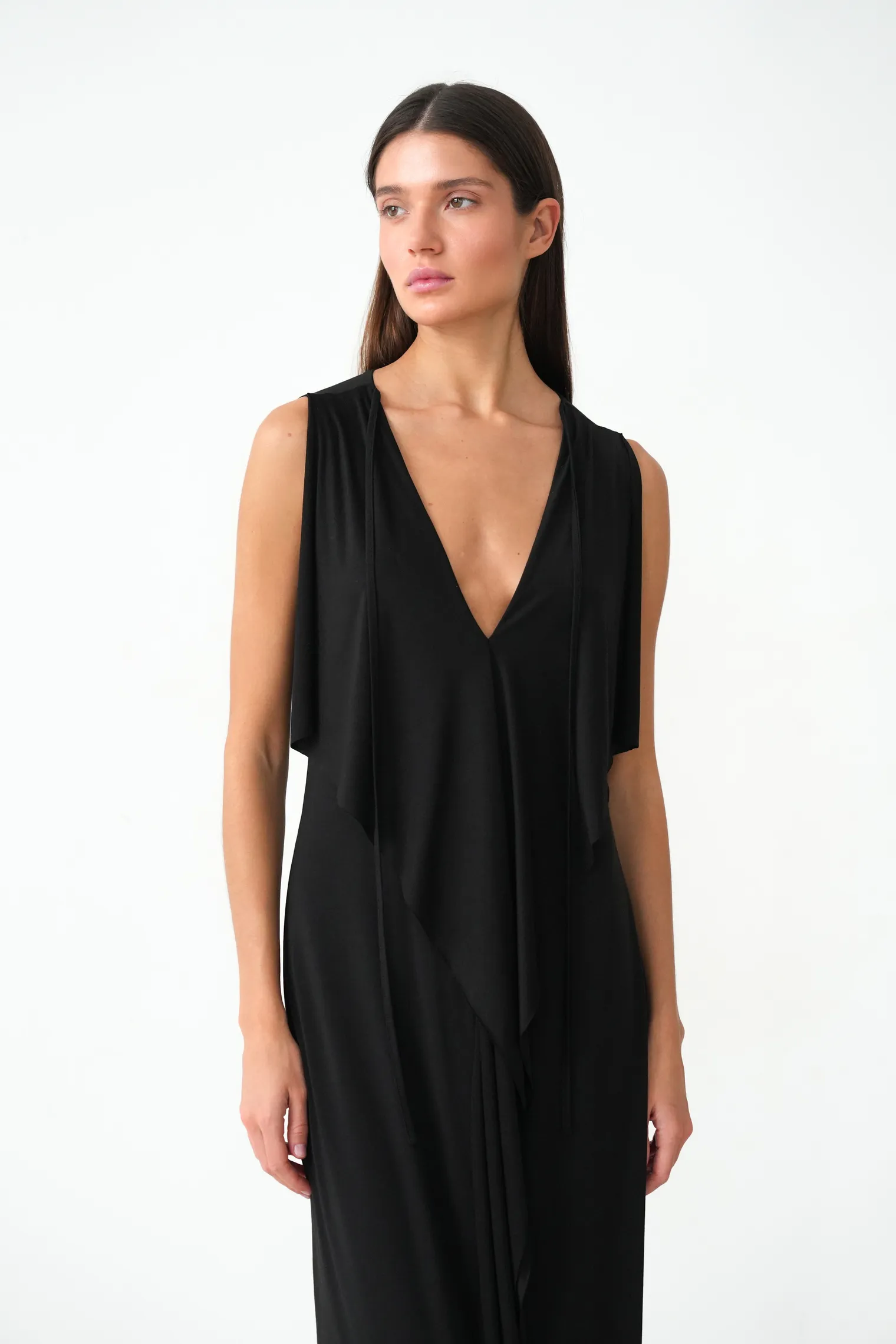 Платье из тонкого трикотажа чёрного цвета фото 5