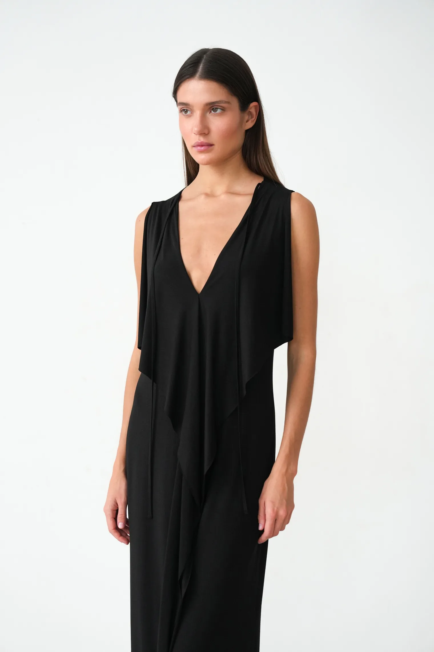 Платье из тонкого трикотажа чёрного цвета фото 8