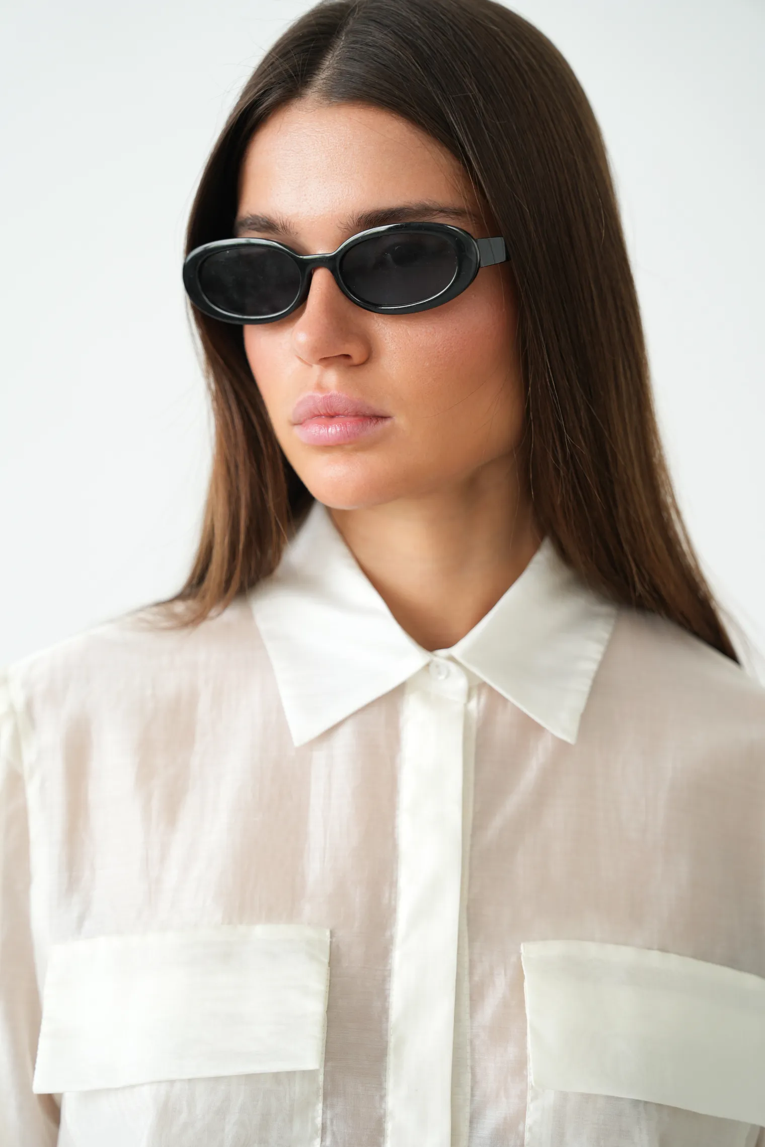 Рубашка из прозрачной ткани молочного цвета фото 2