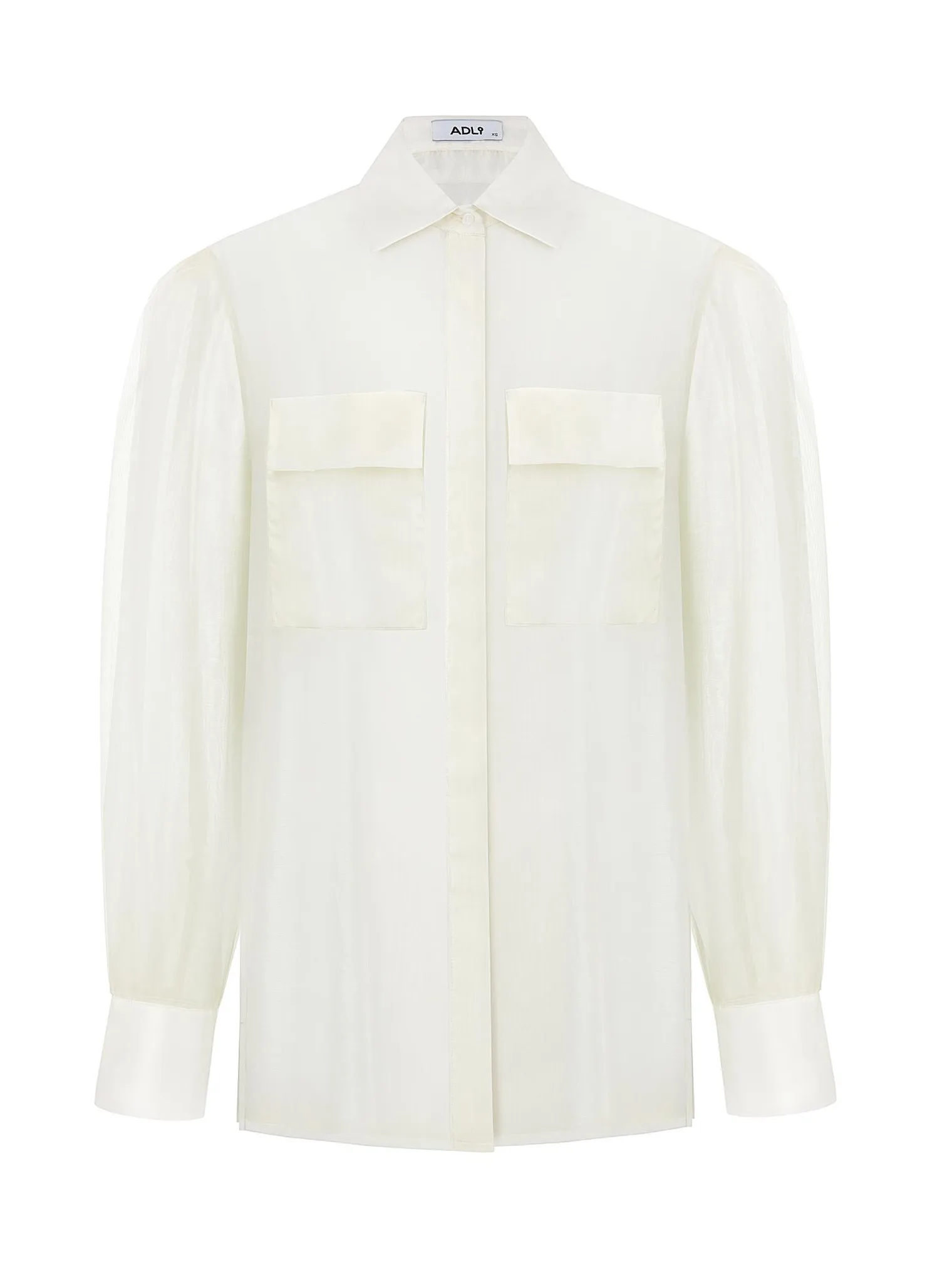 Рубашка из прозрачной ткани молочного цвета фото 8