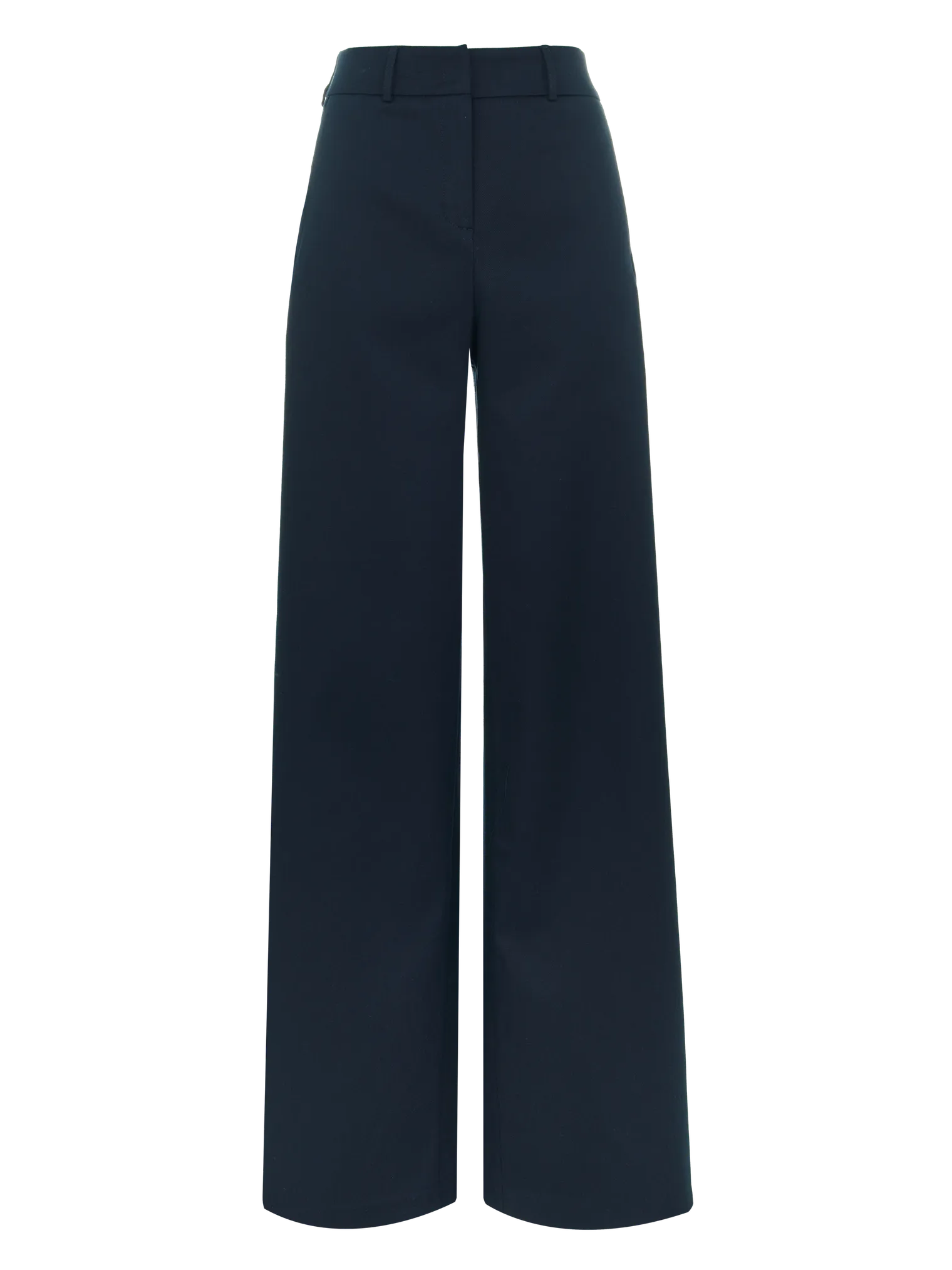 Брюки широкого кроя с завышенной талией тёмно-синего цвета фото 1