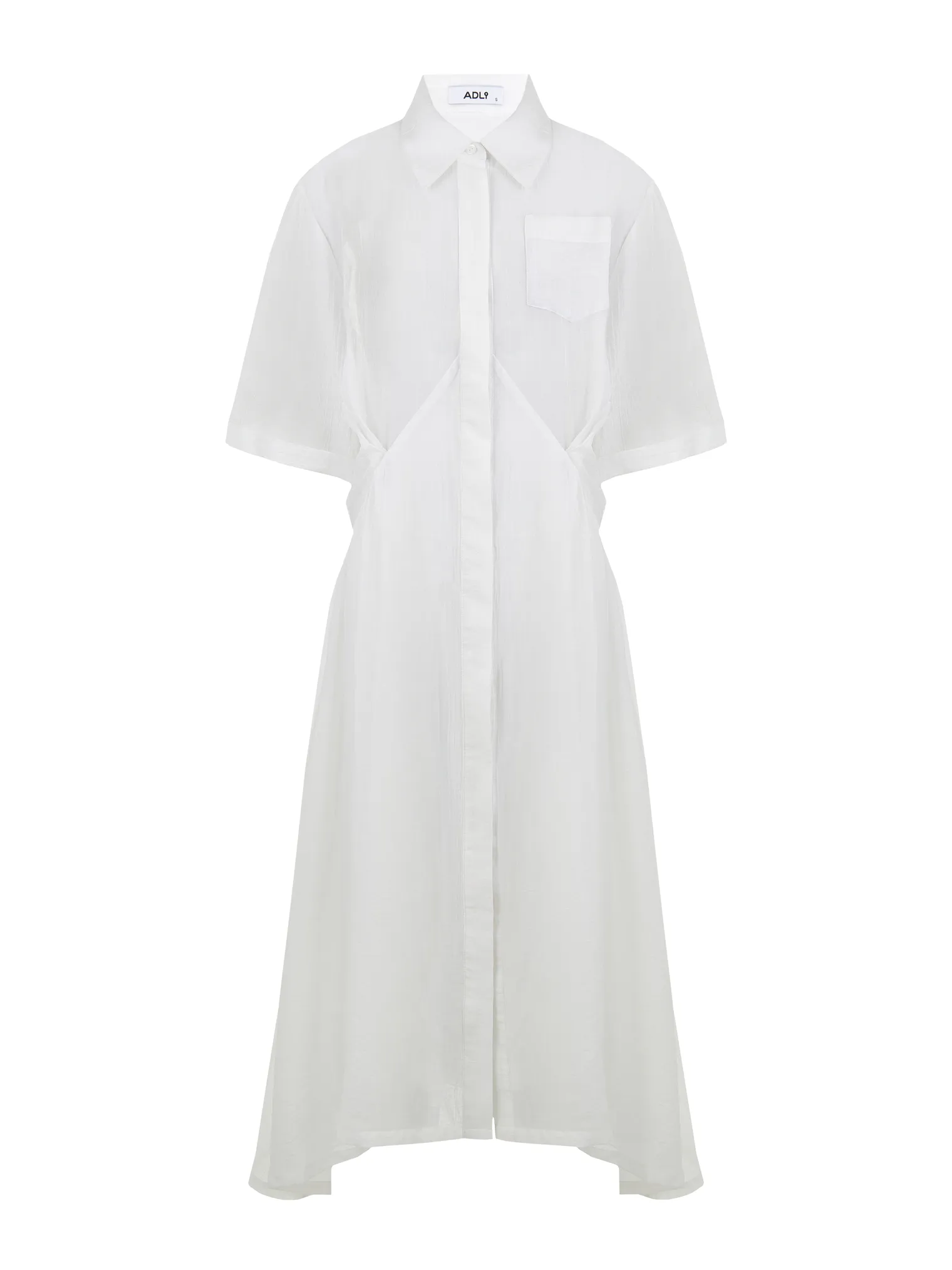 Платье миди из жатой ткани цвета тофу фото 8