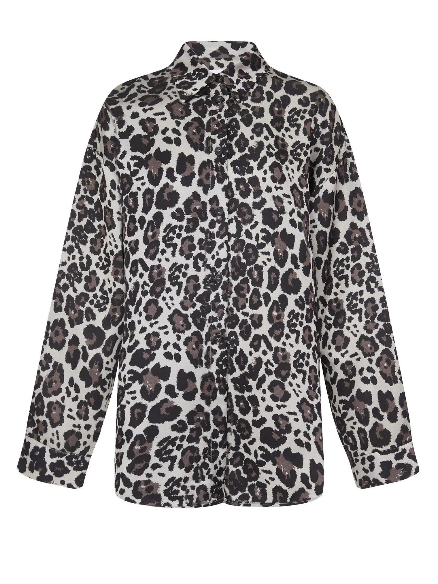 Рубашка свободного кроя с длинным рукавом леопардового цвета фото 1