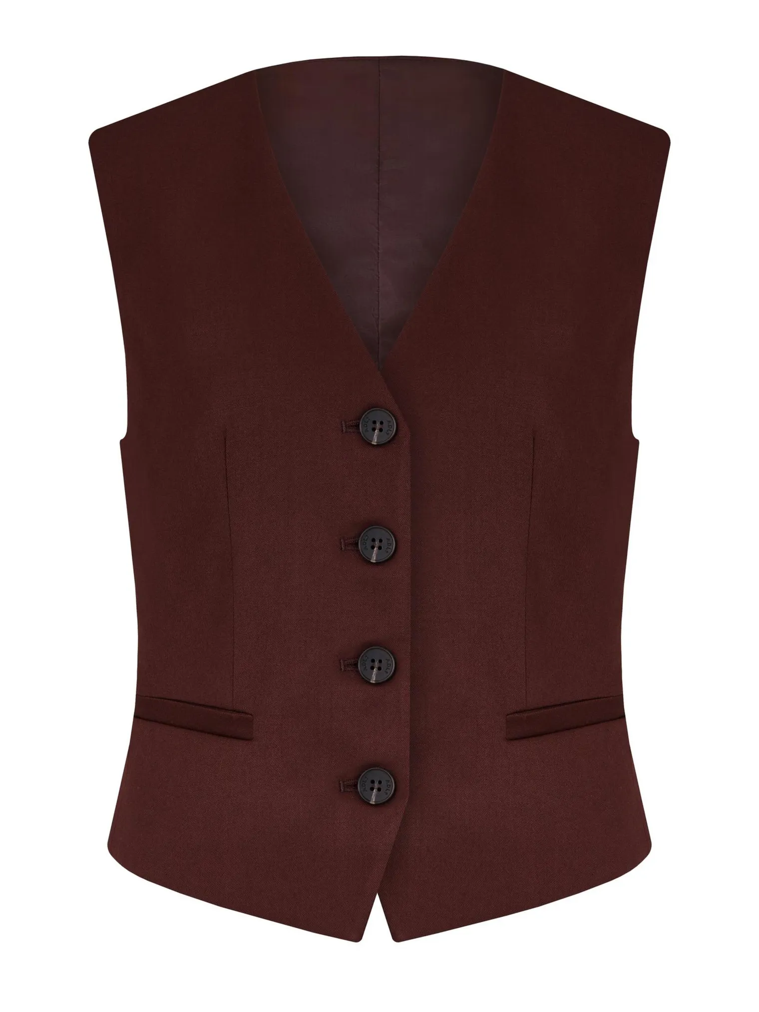 Однобортный жилет с пуговицами цвета горький шоколад фото 7