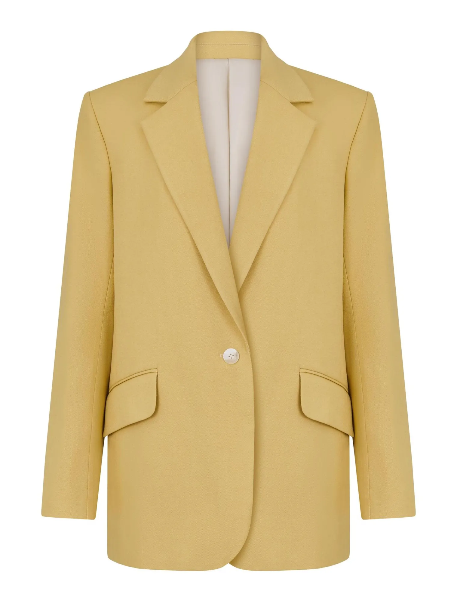 Однобортный жакет свободного кроя с карманами цвета молочный лимон фото 8