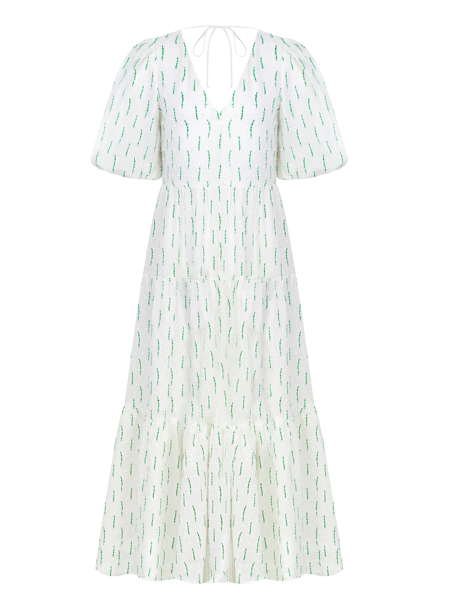 Платье миди ярусное в цвете белый/зелёный фото 1