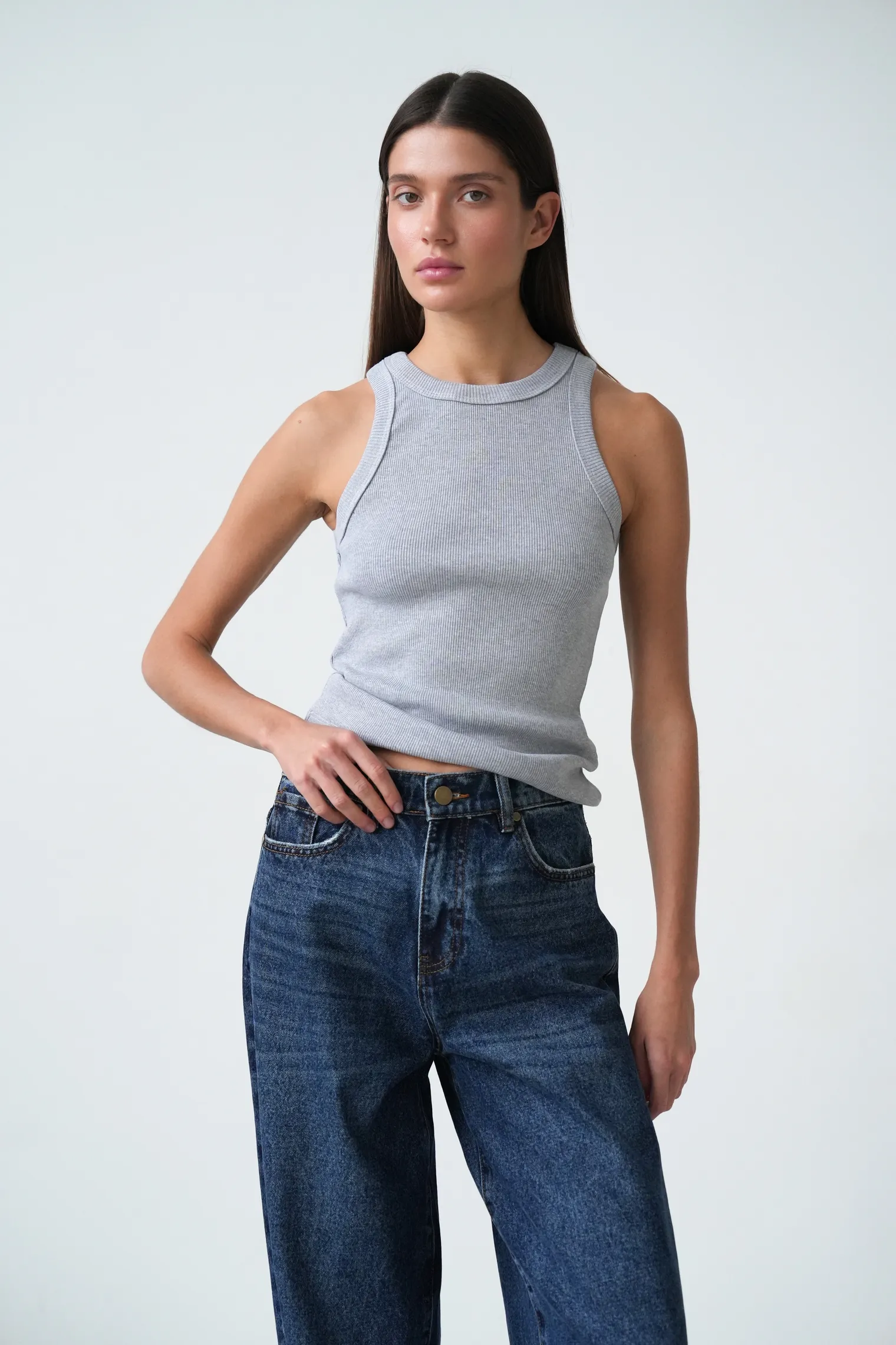 Джинсы свободного кроя в винтажном стиле синего цвета фото 6