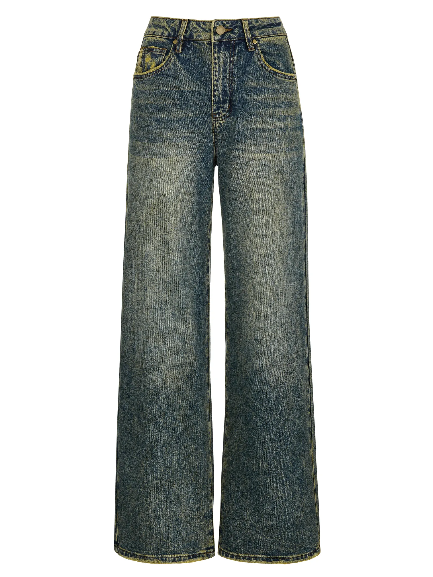 Джинсы свободного кроя в винтажном стиле синего цвета фото 7