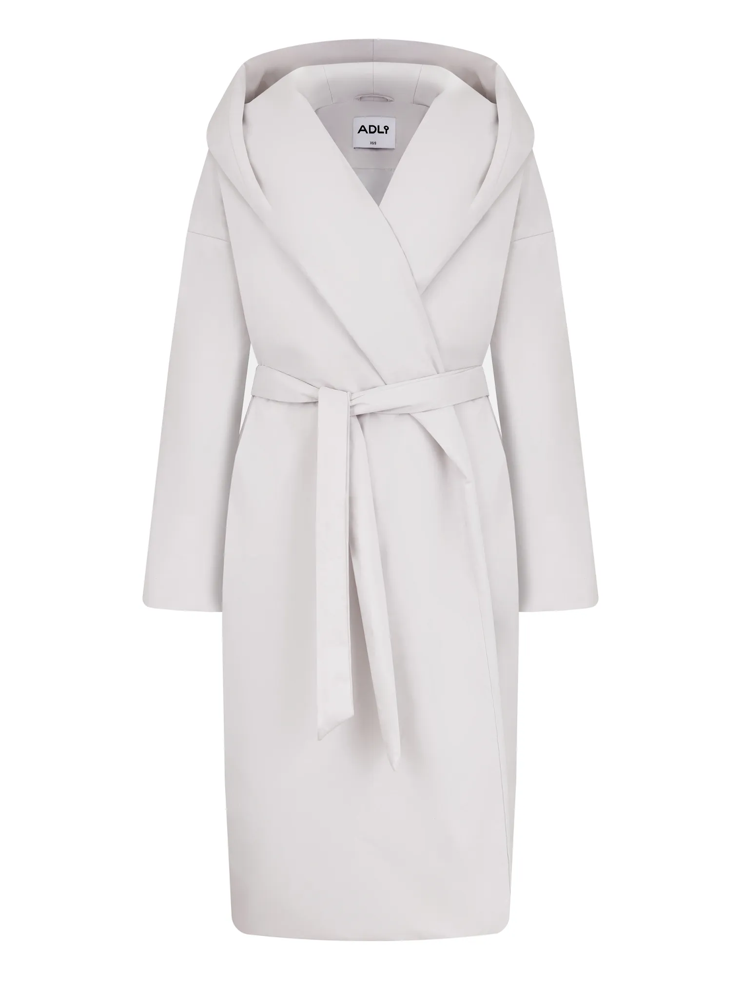 Пальто утепленное с капюшоном пепельного цвета фото 8