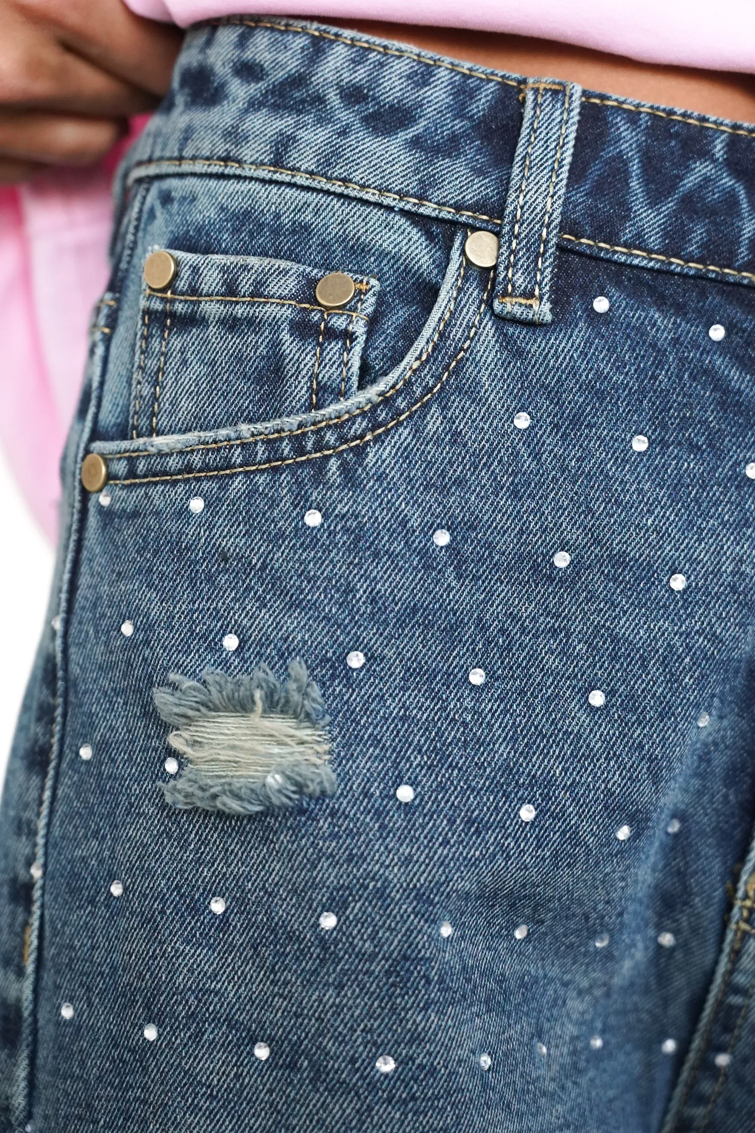 Джинсы свободного кроя в винтажном стиле синего цвета фото 2