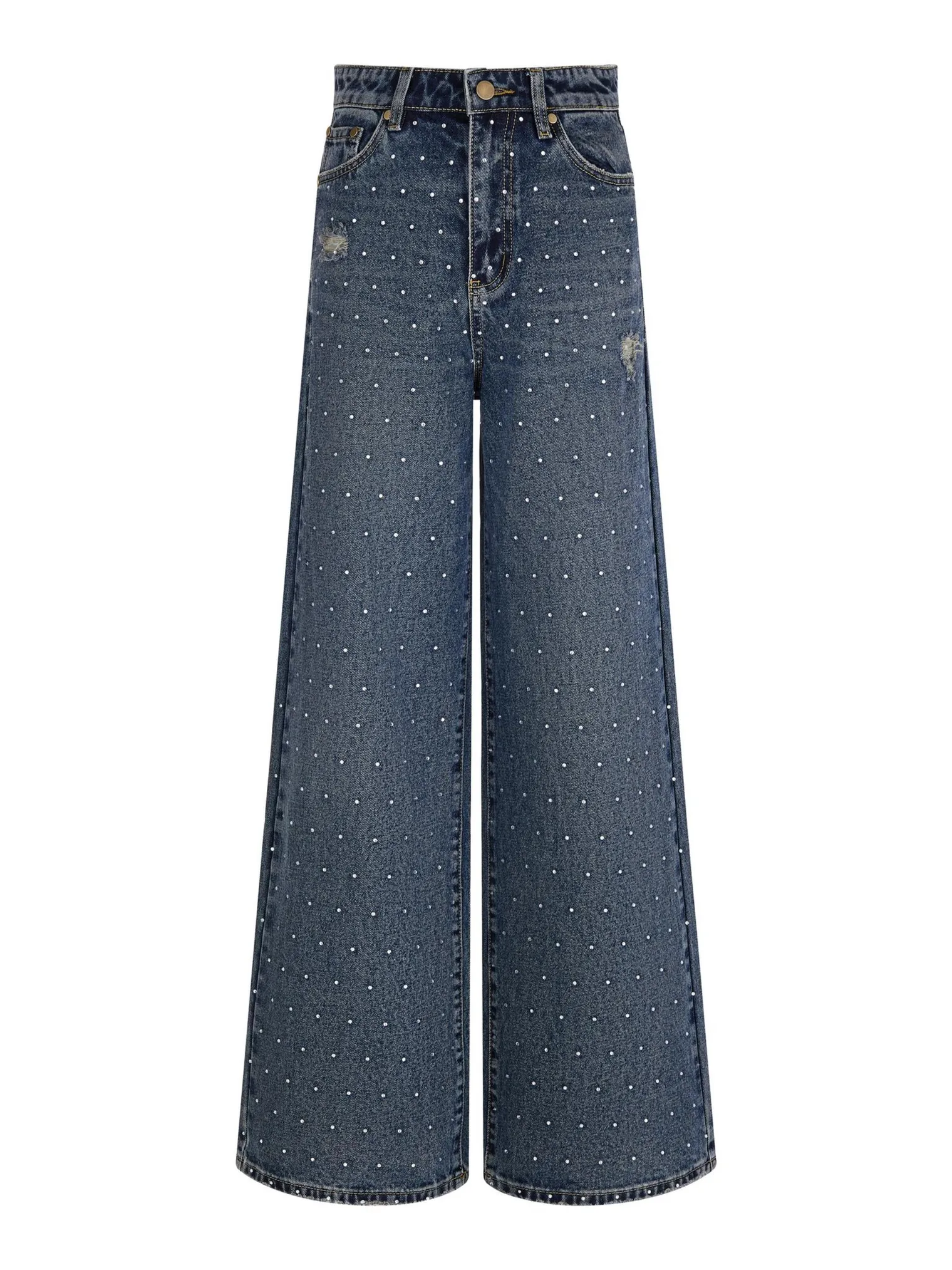 Джинсы свободного кроя в винтажном стиле синего цвета фото 7