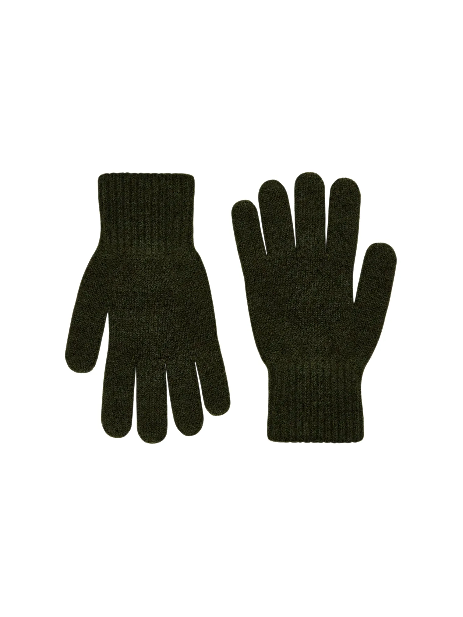 Перчатки из шерсти мериноса цвета хаки фото 1