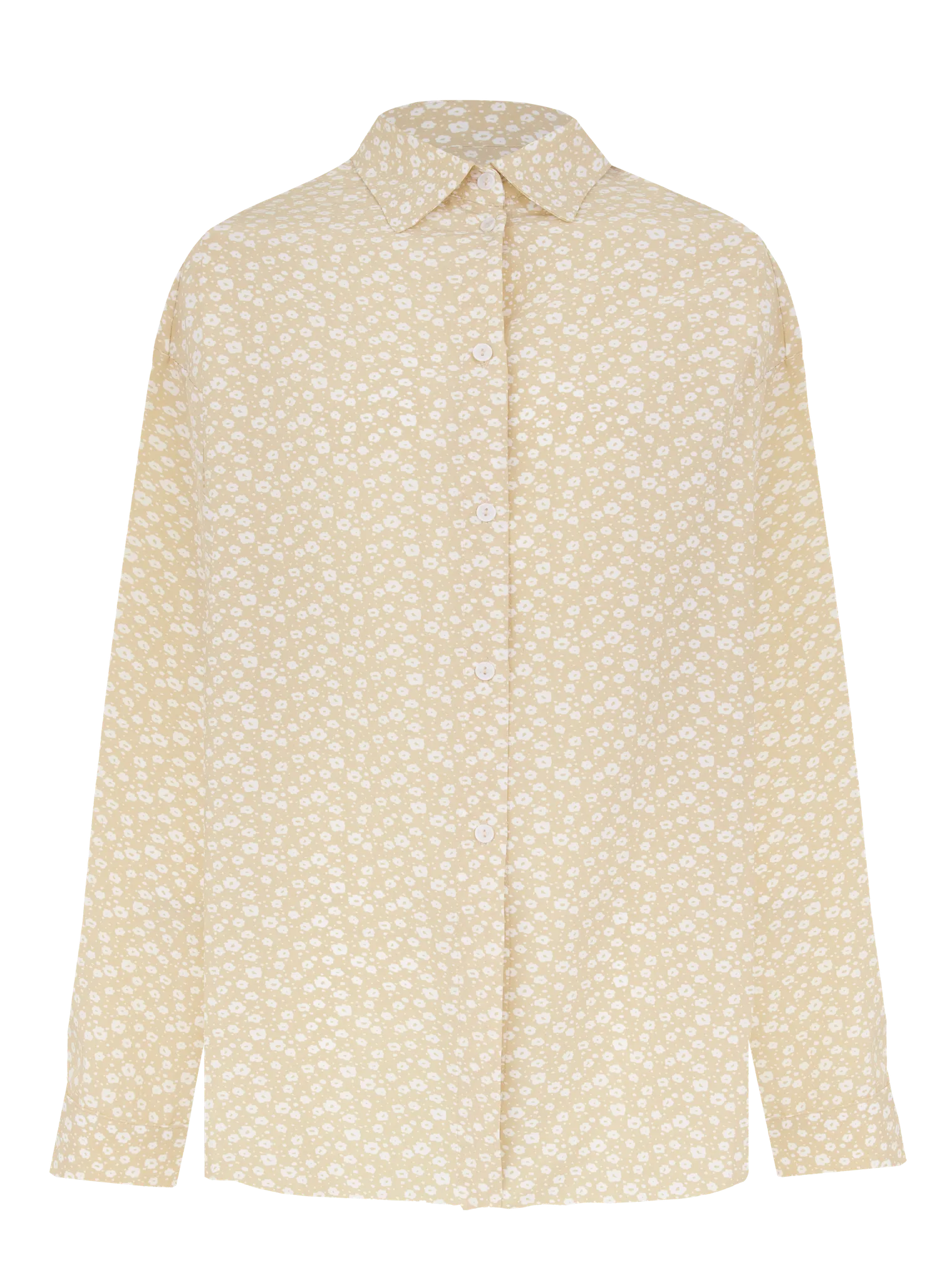 Костюм из хлопка: рубашка, брюки, топ с принтом в цвете бежевый/молочный фото 4