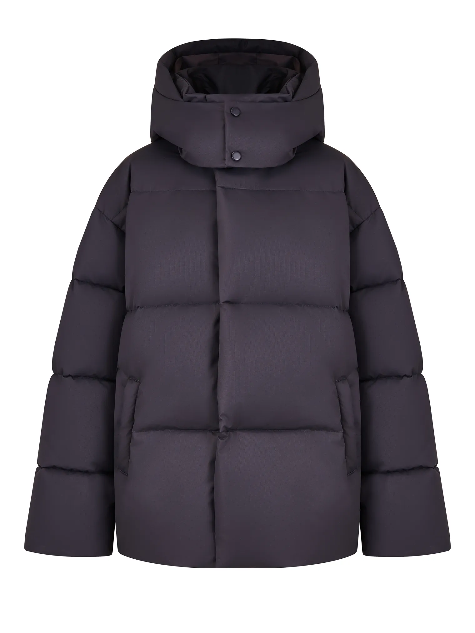 Пуховик стёганный с капюшоном графитового цвета фото 8