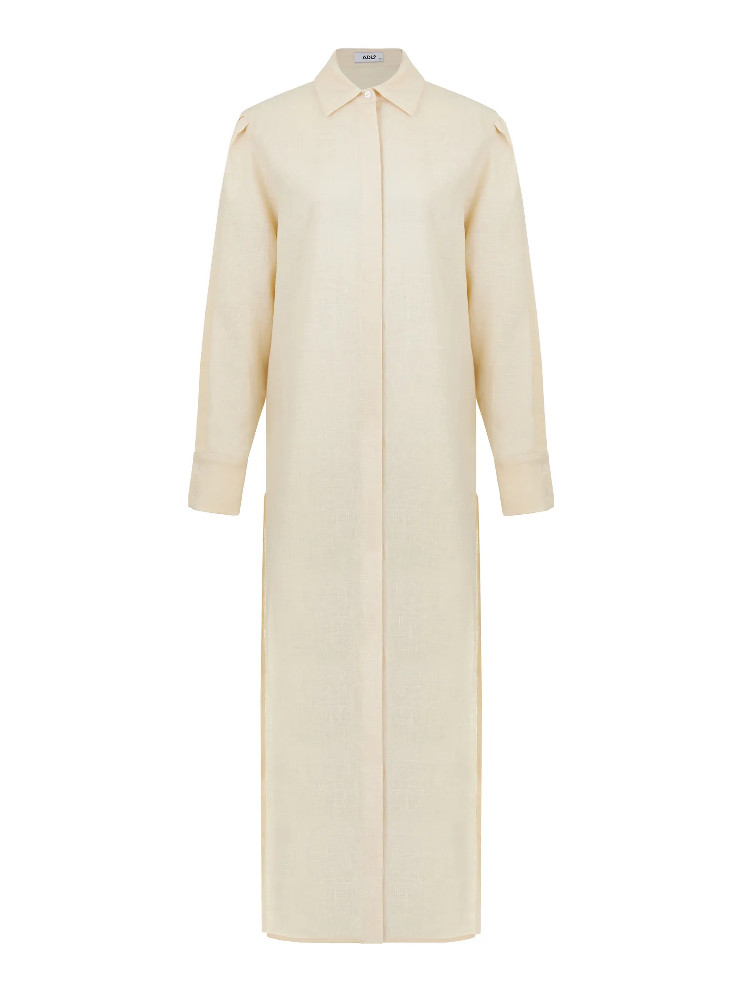 Платье-рубашка изо льна цвета тофу фото 9