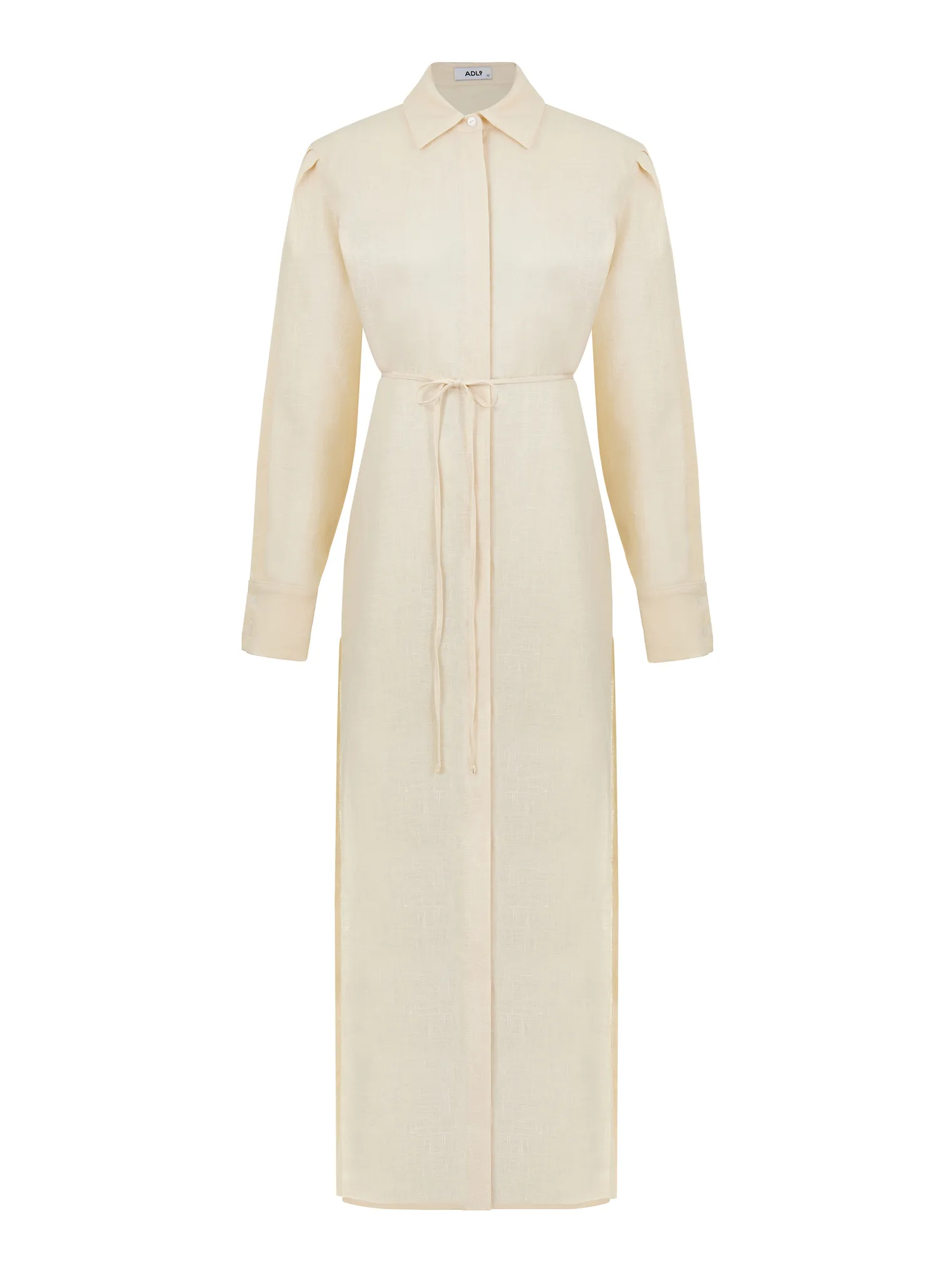 Платье-рубашка изо льна цвета тофу фото 8