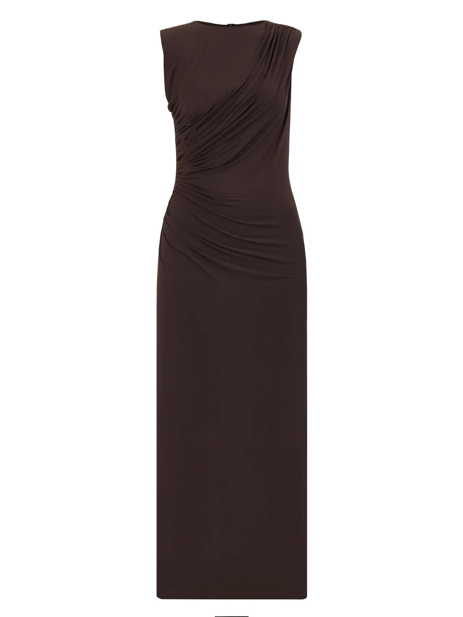 Платье макси со складками шоколадного цвета фото 8