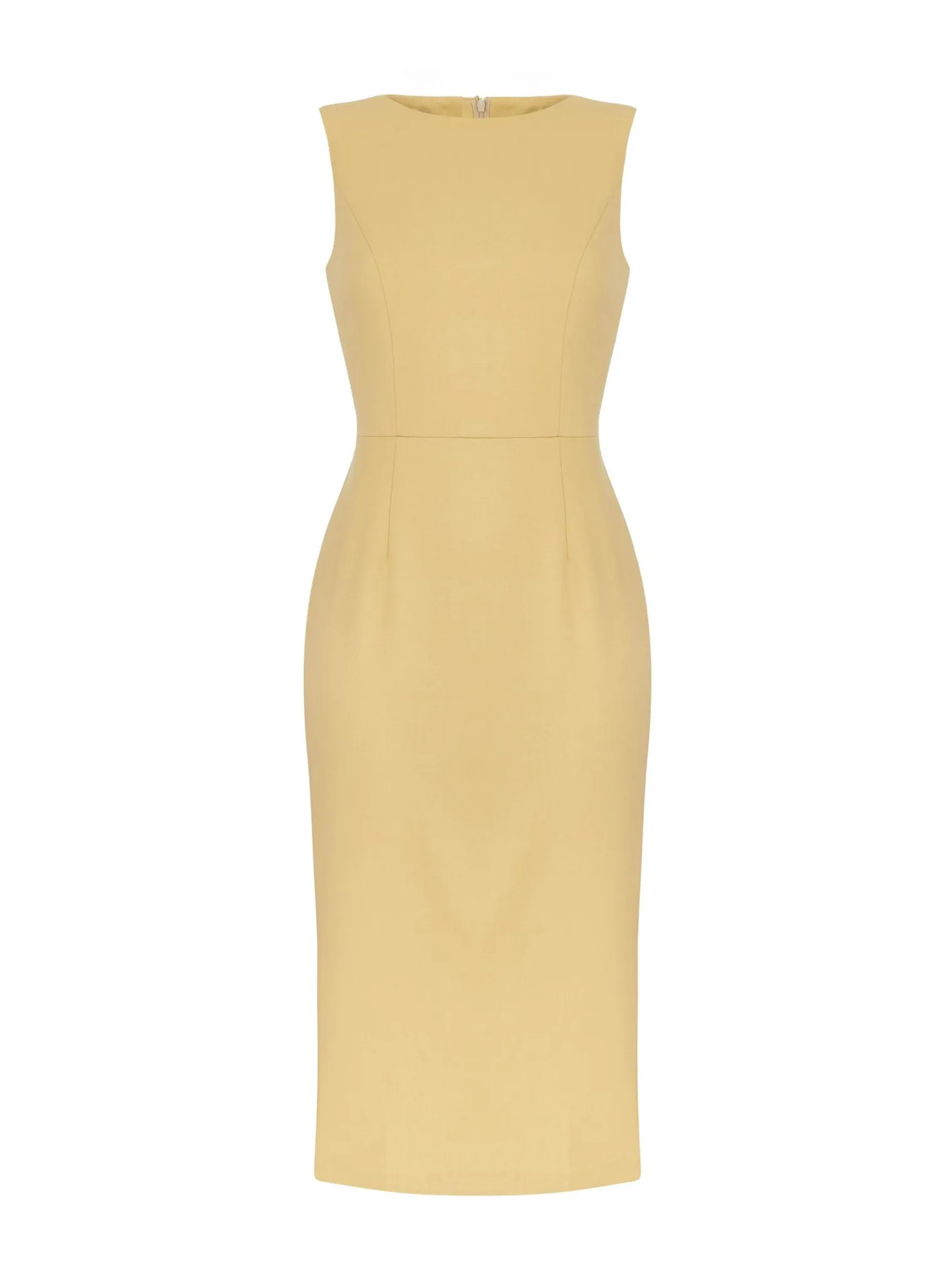 Платье миди без рукавов цвета молочный лимон фото 8