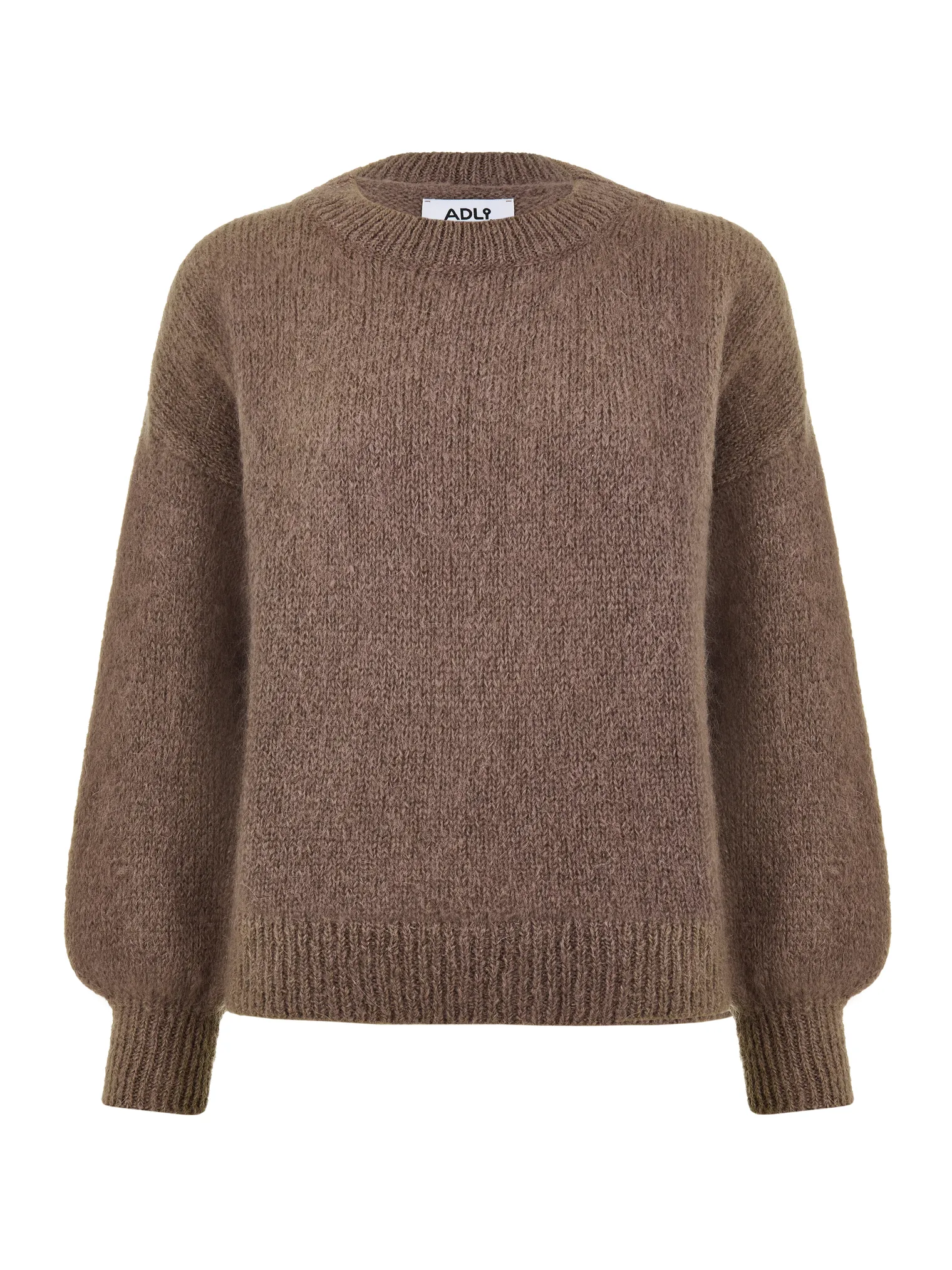 Джемпер из мохера с низким воротником кофейного цвета фото 9