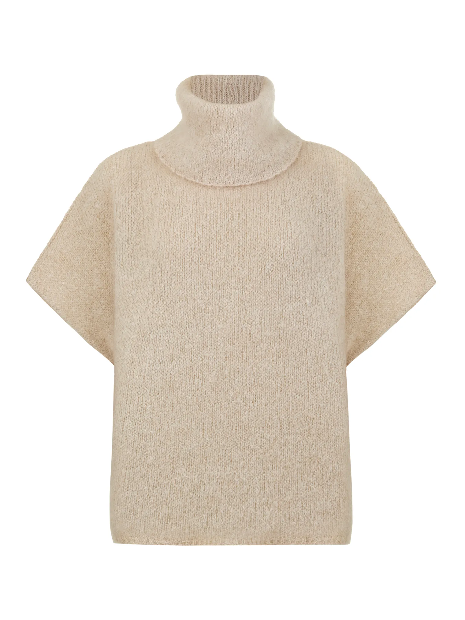 Джемпер крупной вязки из мохера без рукавов цвета льна фото 10