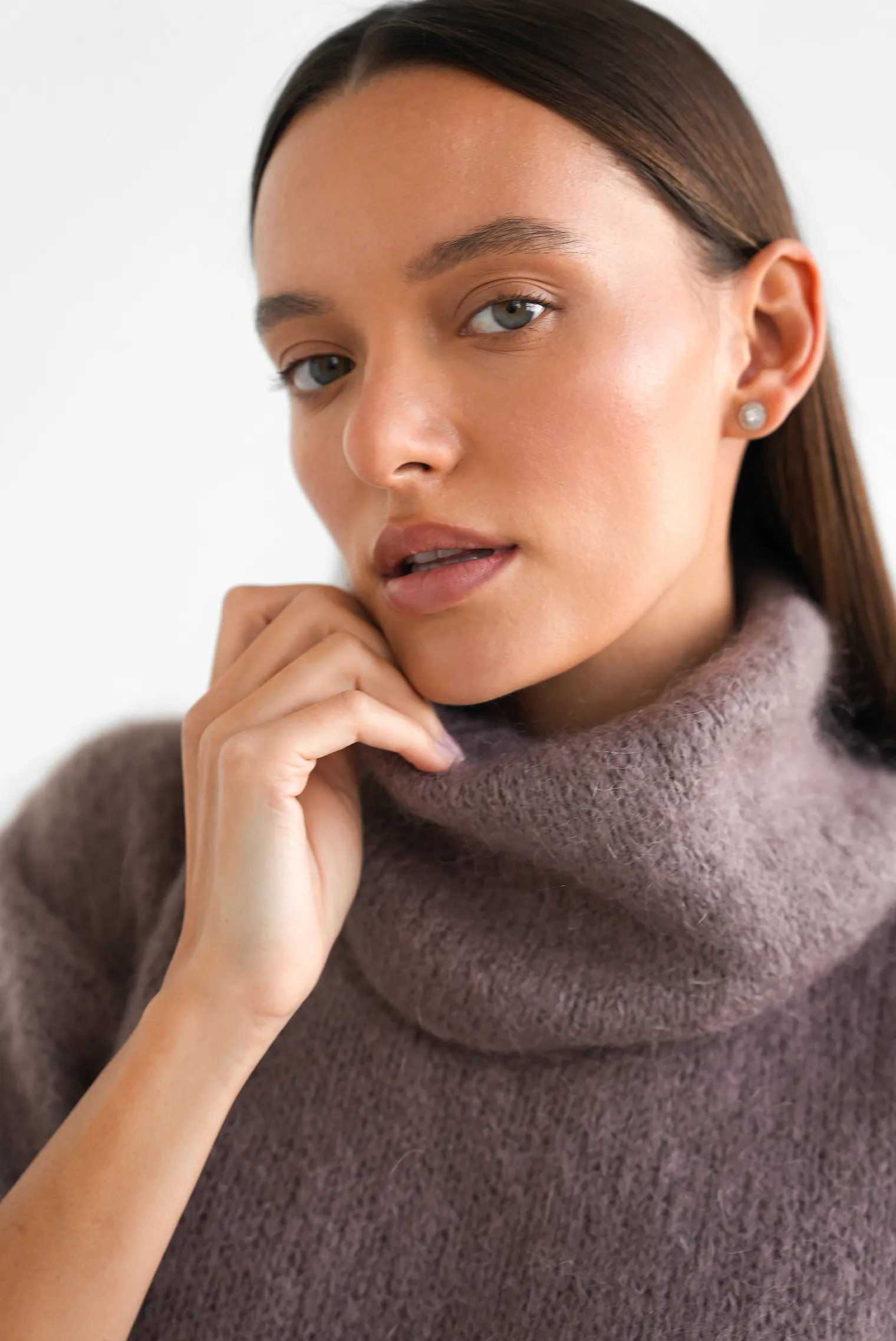 Джемпер крупной вязки из мохера без рукавов кофейного цвета фото 2